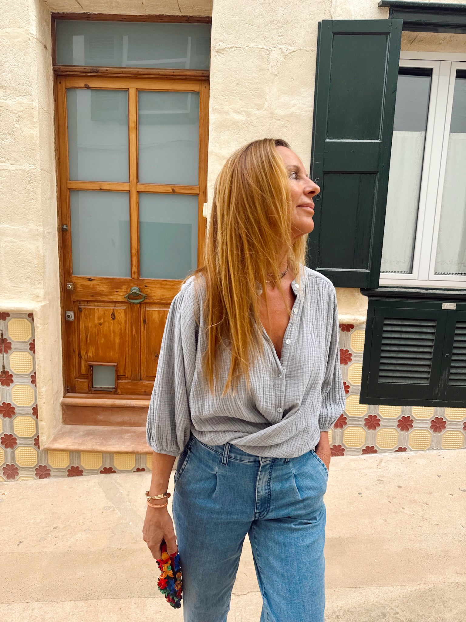 KARLA - CAMISA GRIS ALGODÓN