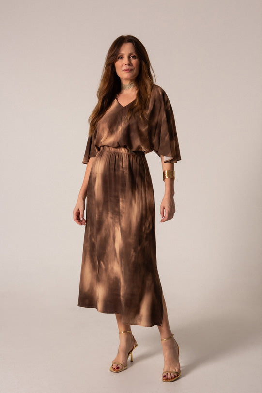 CAMILA - FALDA ESTAMPADO MARRÓN