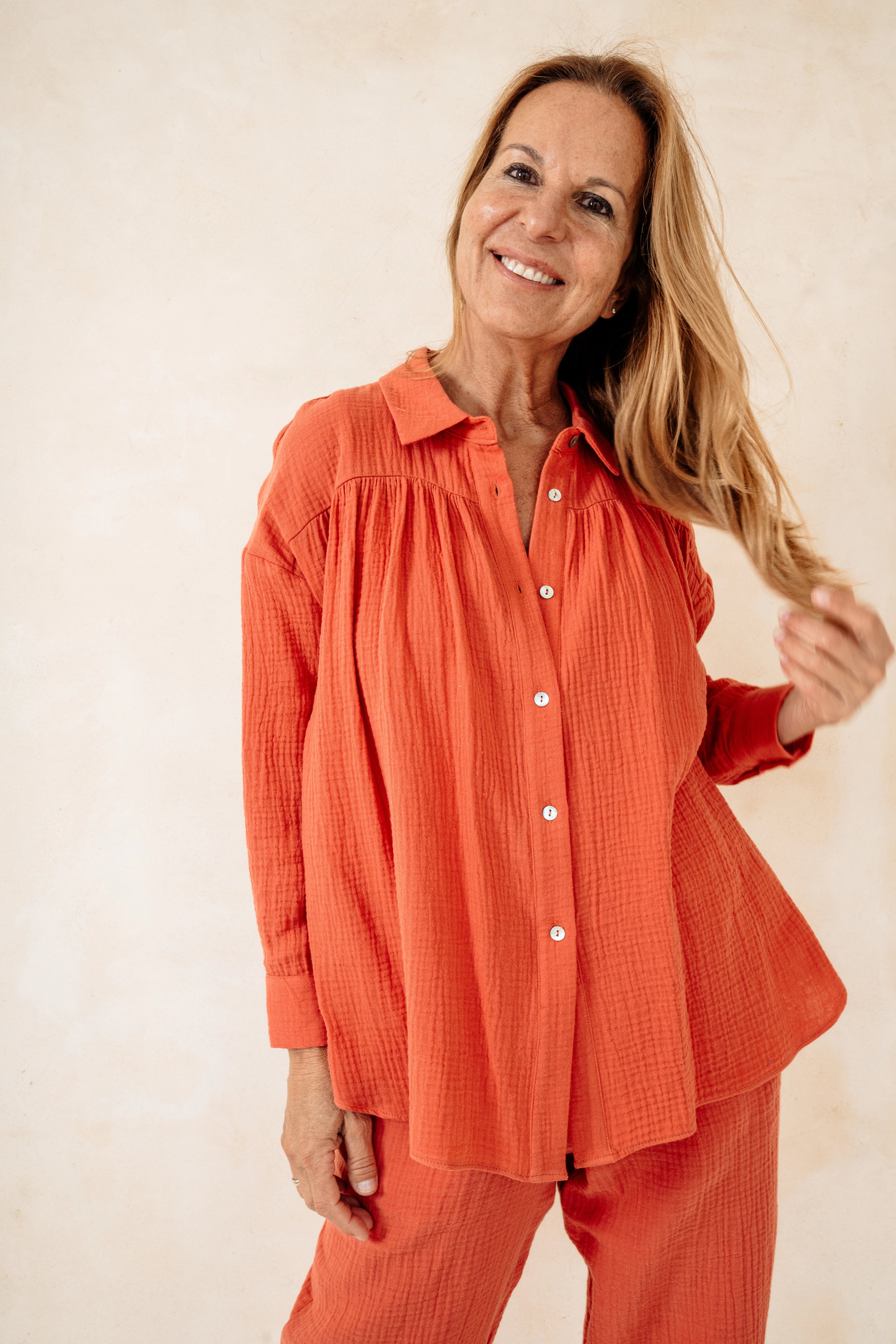 ABRIL - CAMISA CORAL ALGODÓN