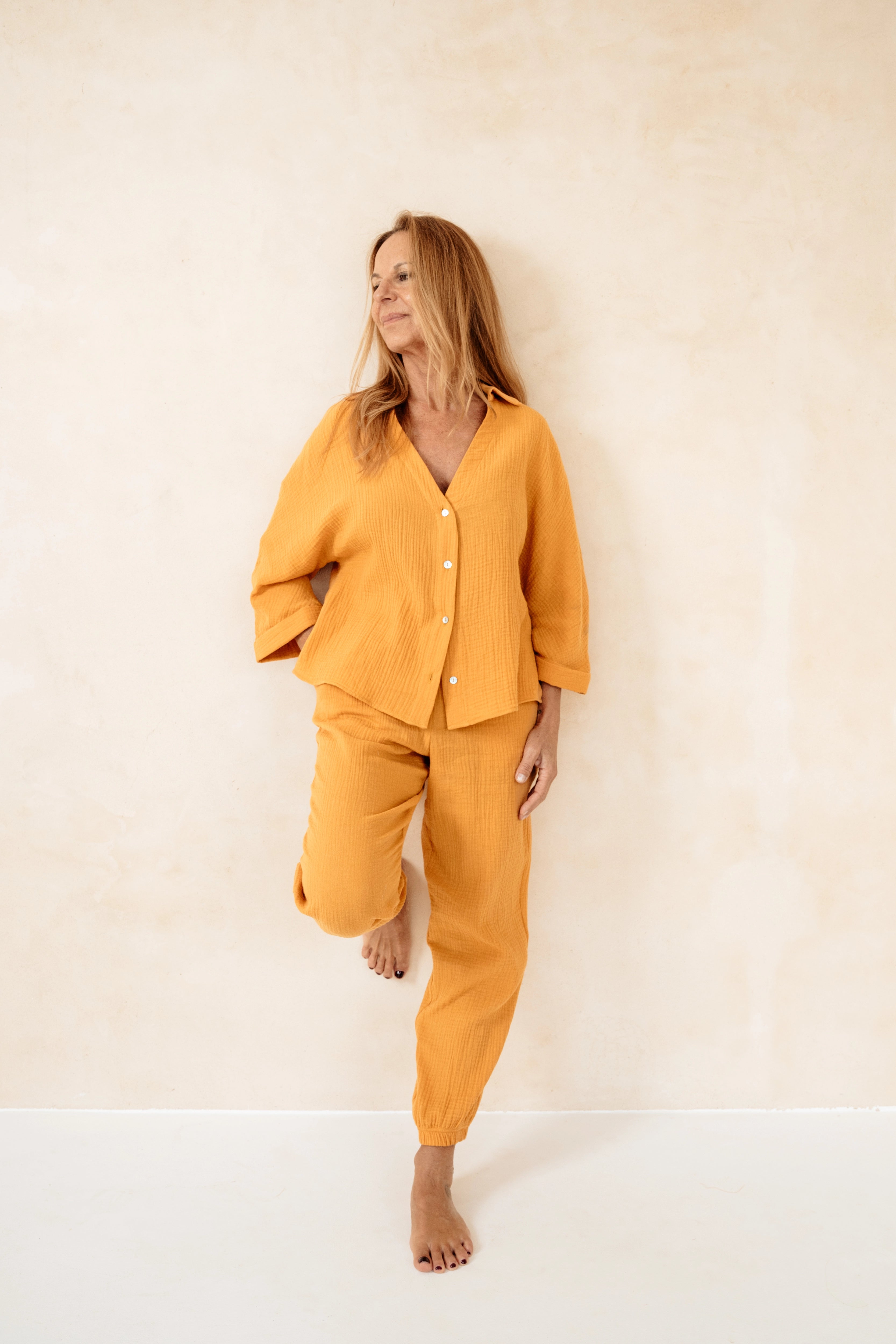 KIA - CAMISA MOSTAZA ALGODÓN