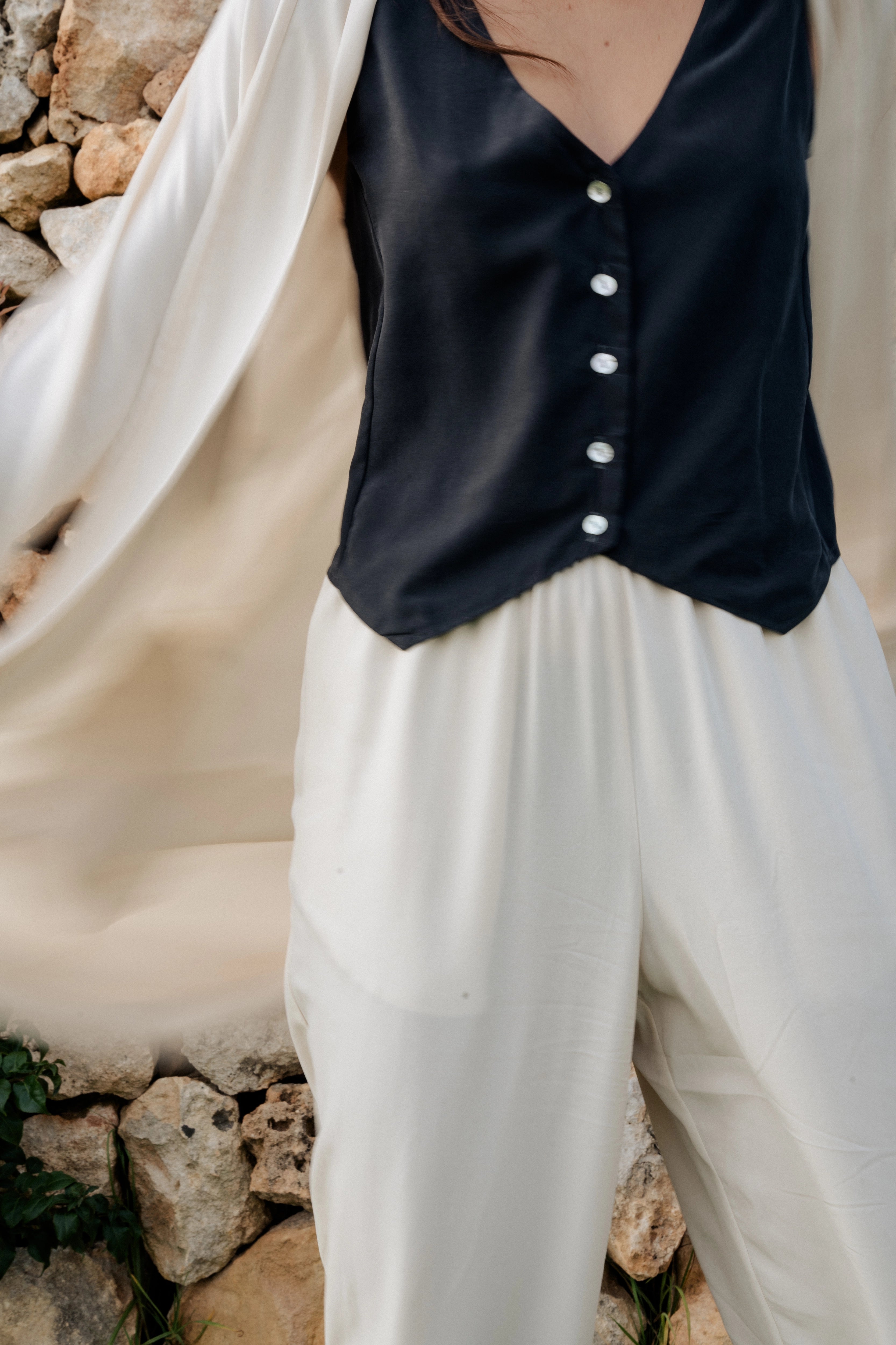 POEME - CHALECO GRIS TENCEL