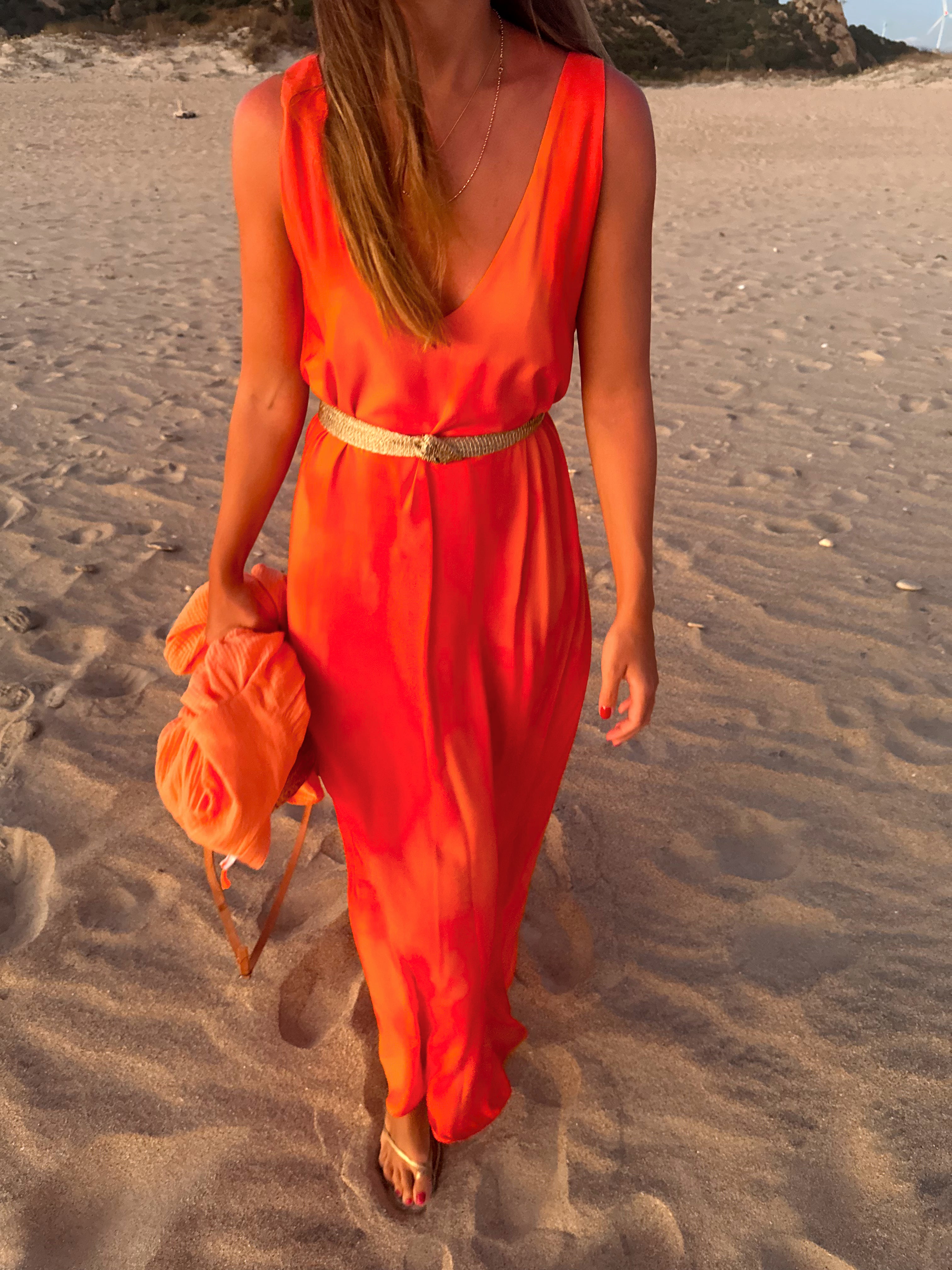 AMARO - VESTIDO ESTAMPADO CORAL