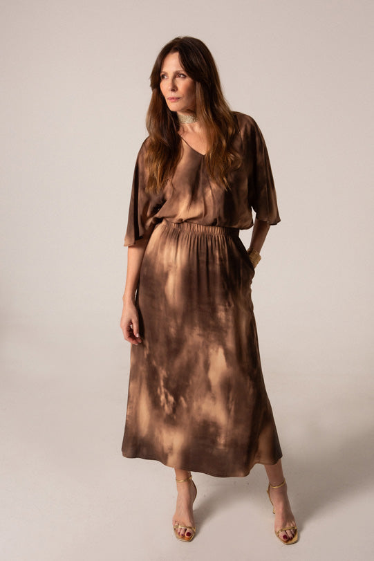 CAMILA - FALDA ESTAMPADO MARRÓN