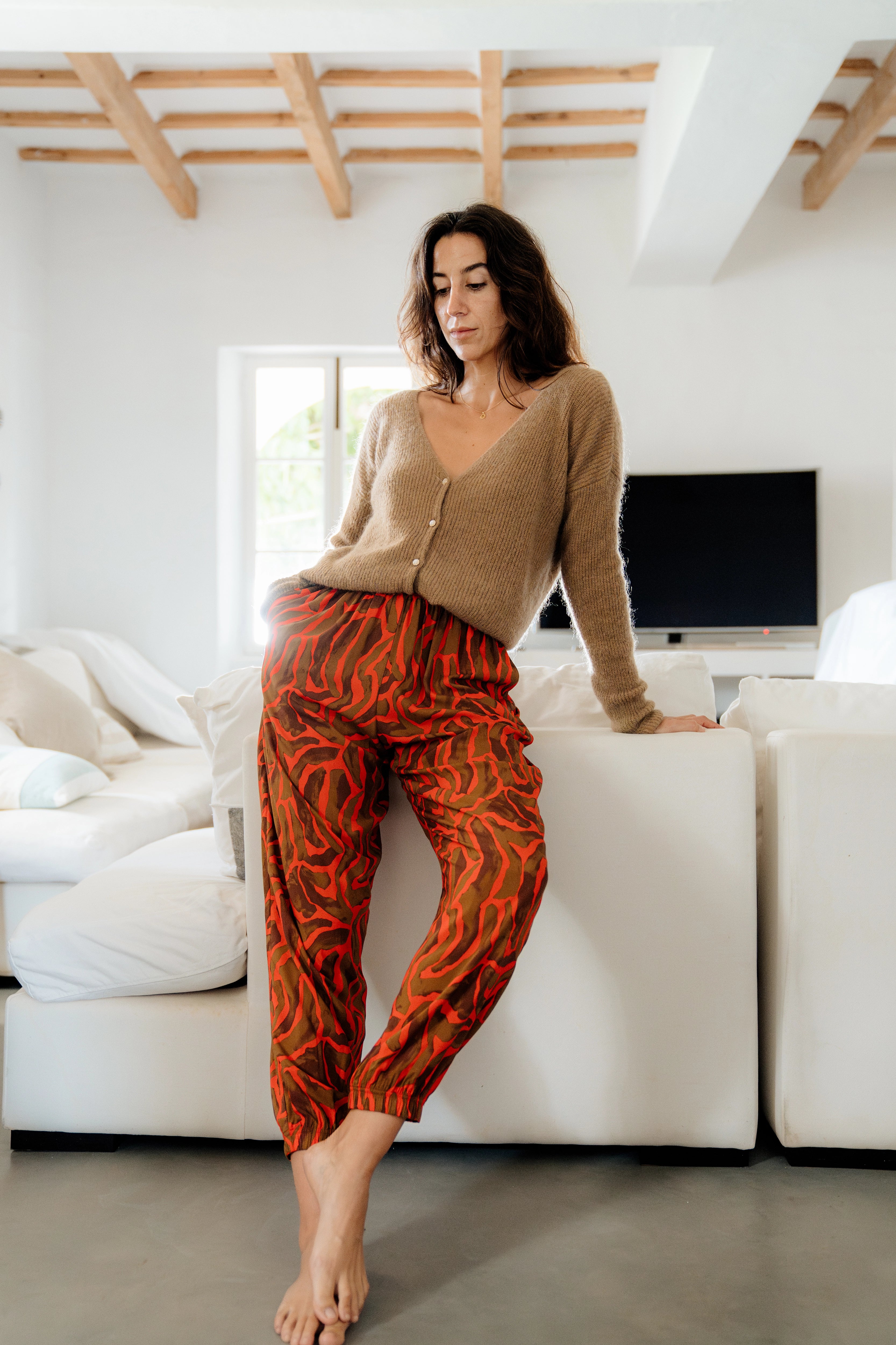 KIRAN - PANTALÓN CEBRA ROJA
