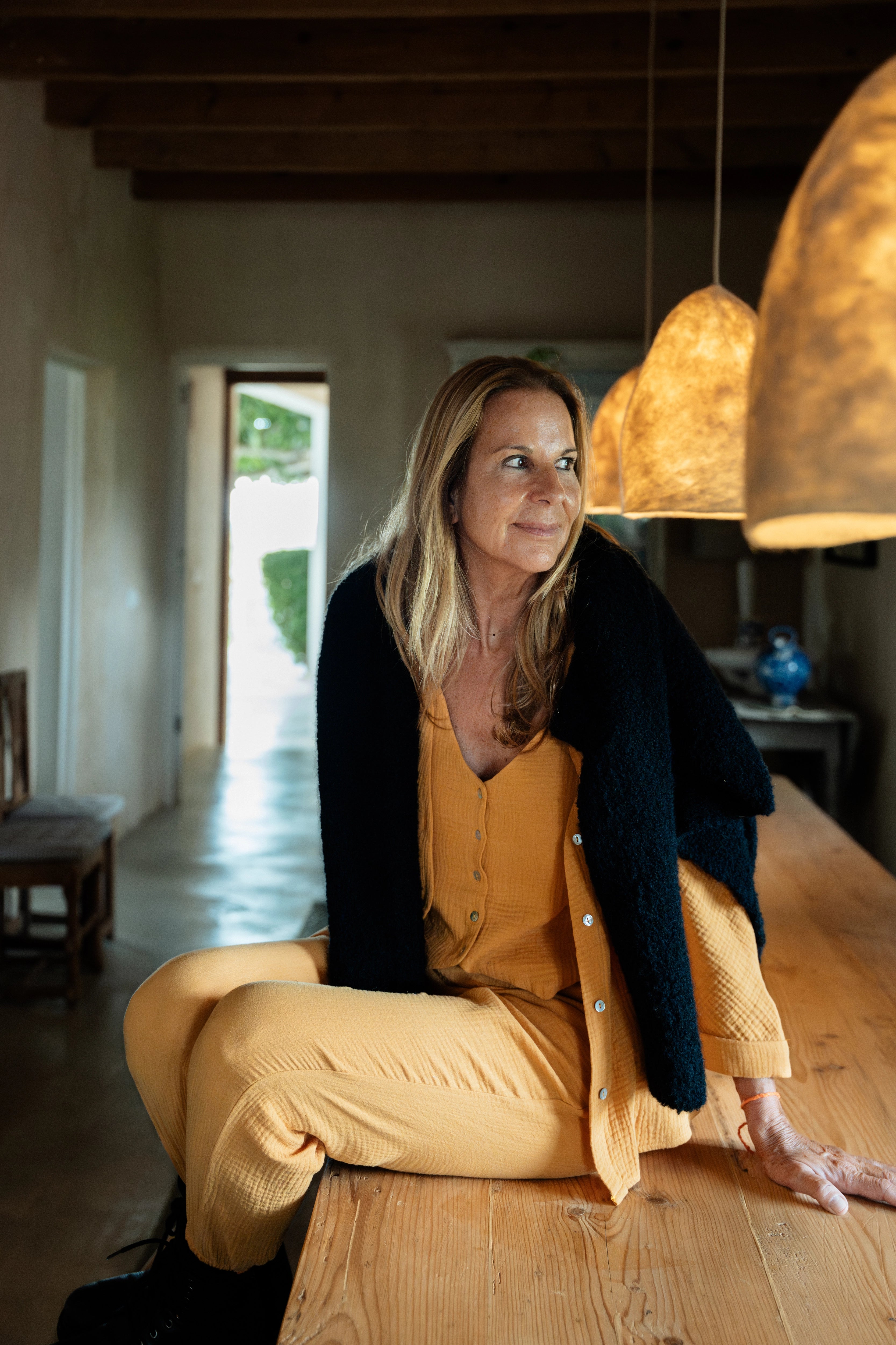 POEME - CHALECO MOSTAZA ALGODÓN