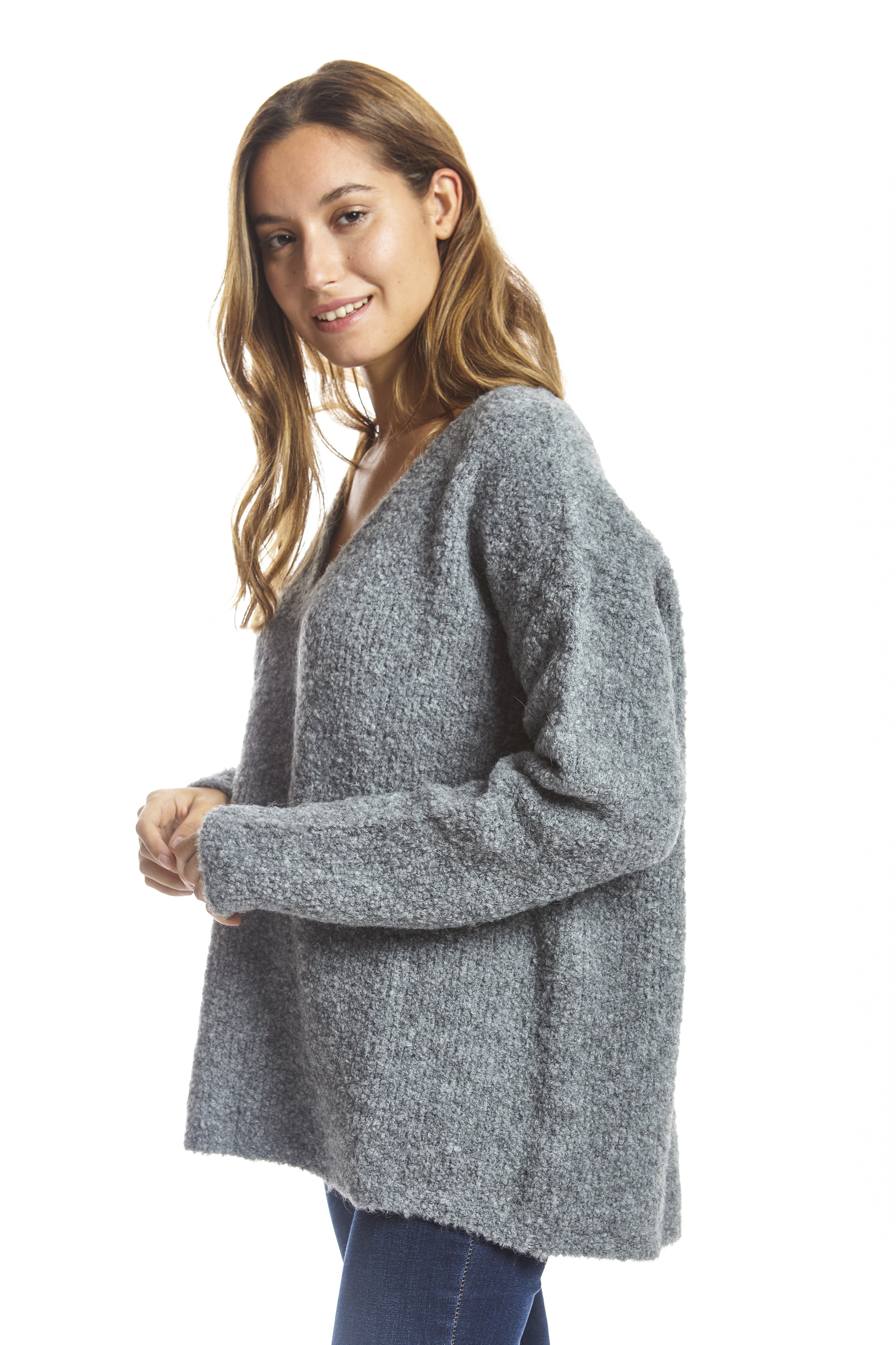 Jersey pico bouclé gris