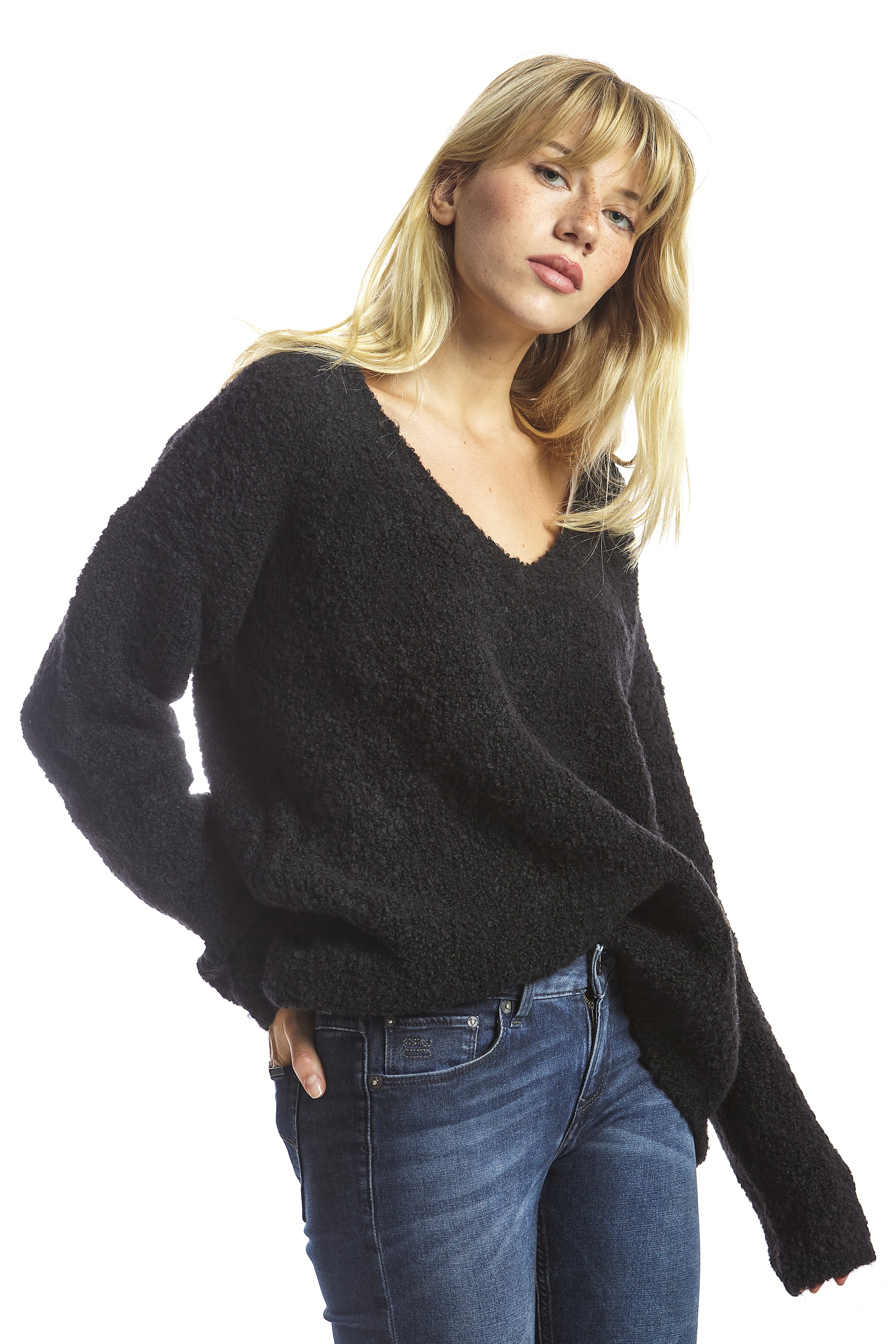 Jersey pico bouclé negro