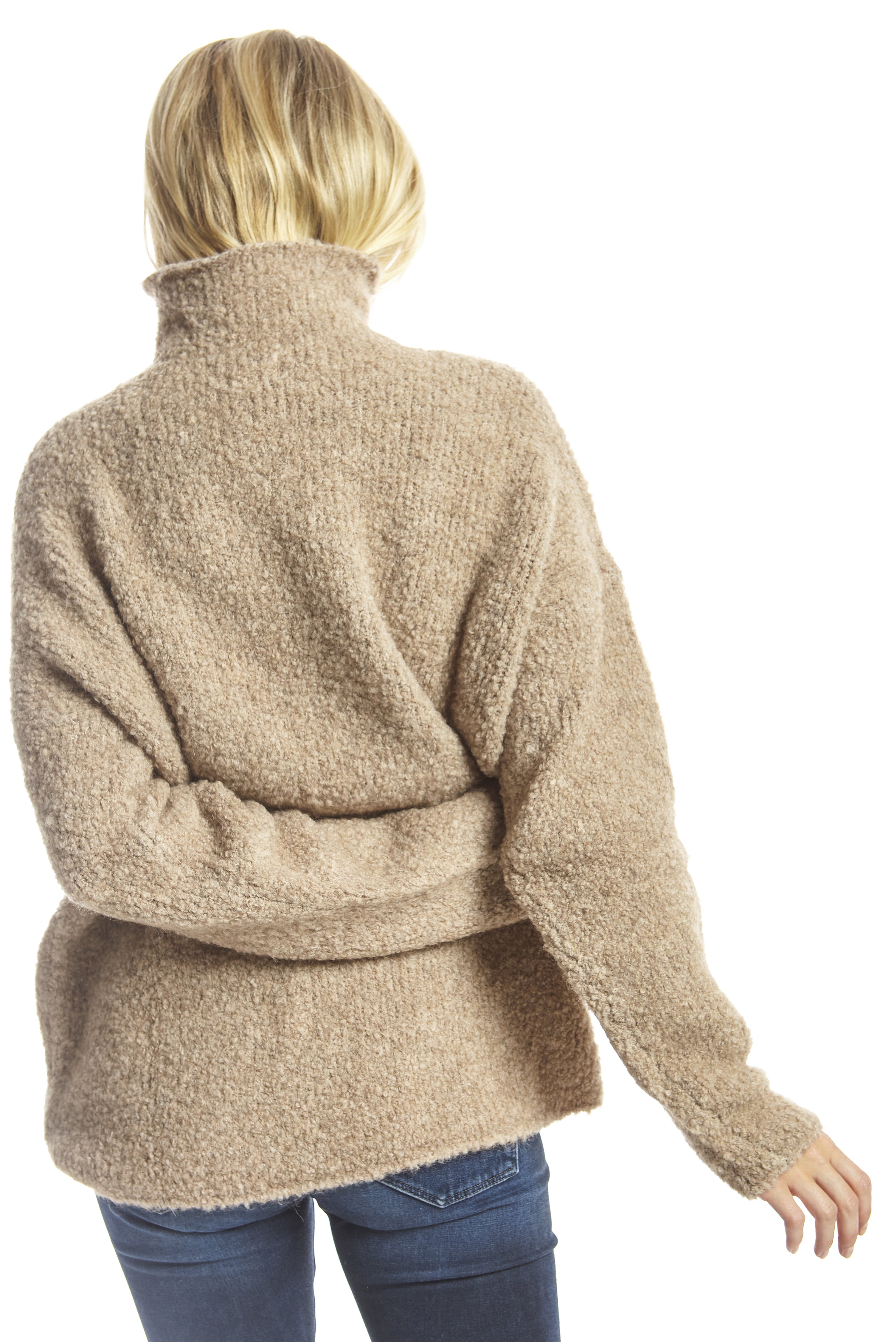Jersey cuello cisne bouclé beige
