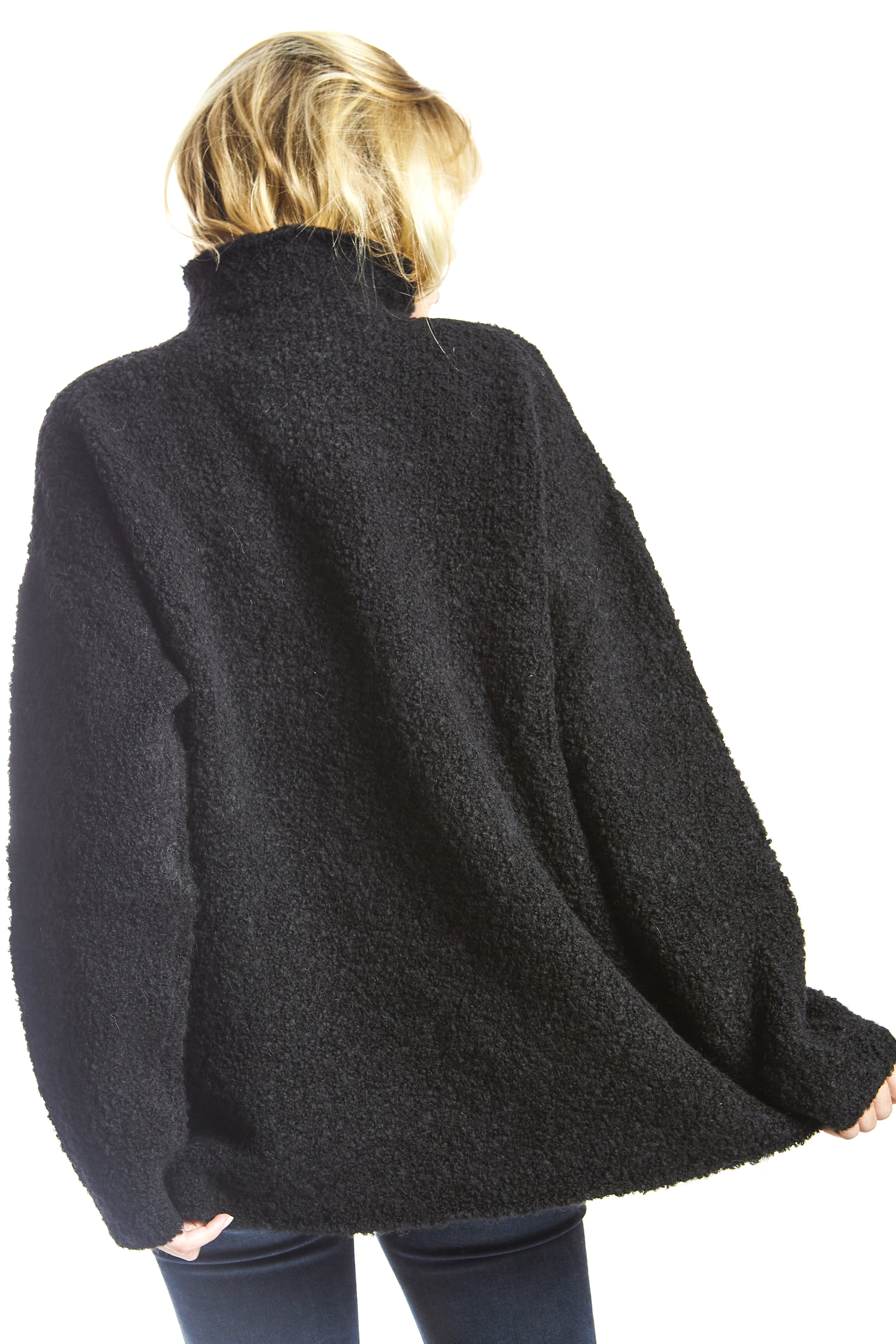 Jersey cuello cisne bouclé negro