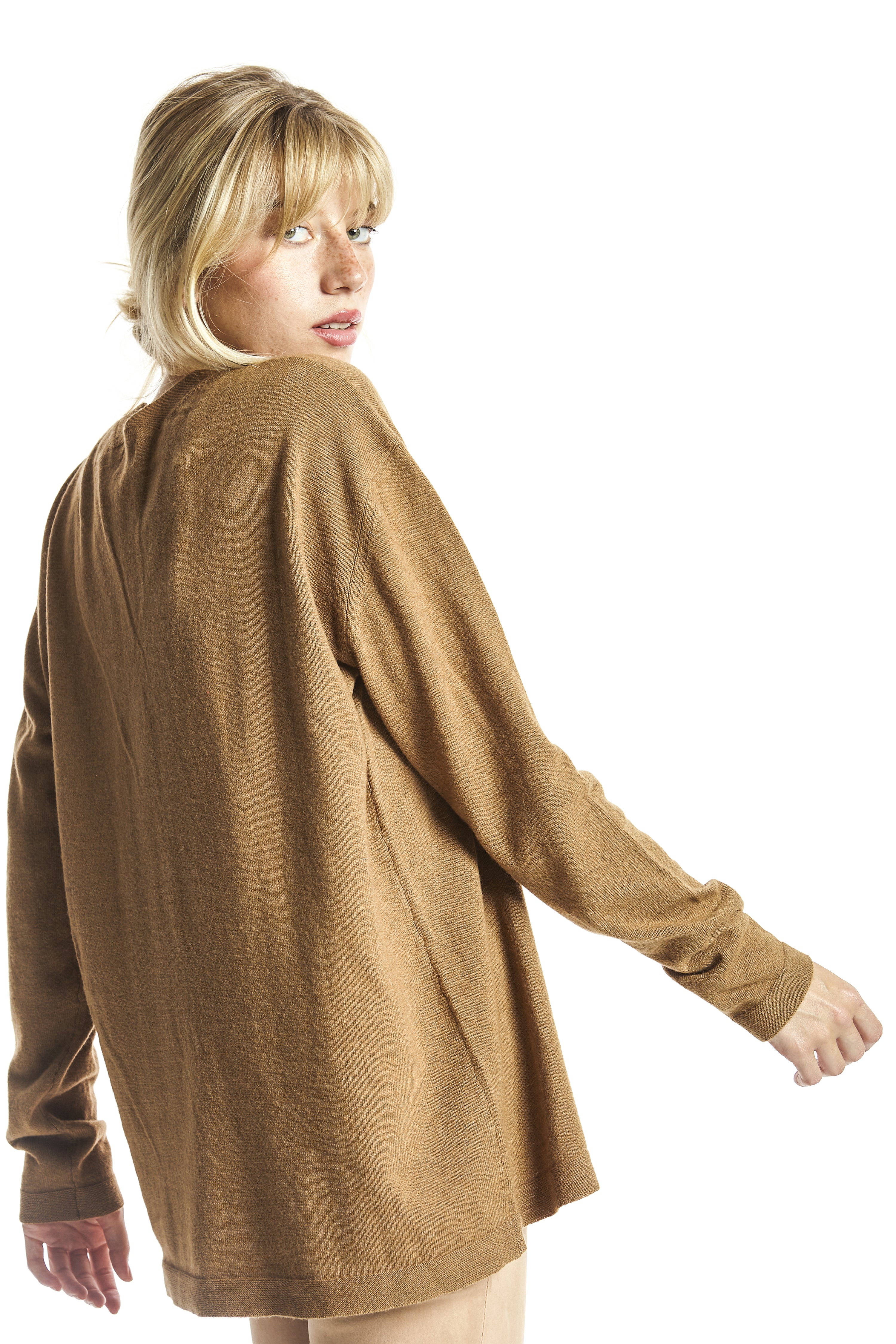 Chaqueta pico en mixto cashmere camel