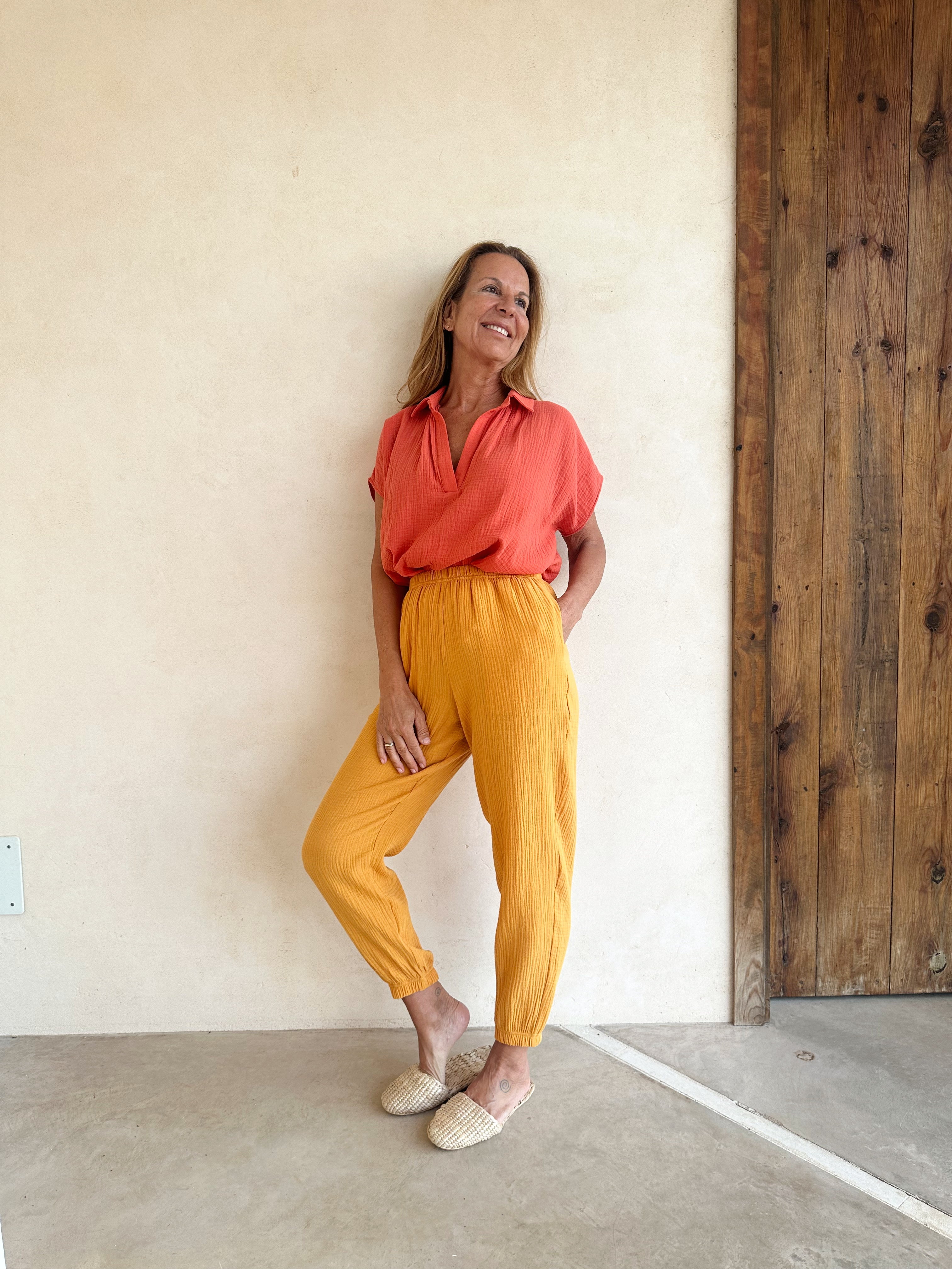 KIRAN - PANTALÓN MOSTAZA ALGODÓN