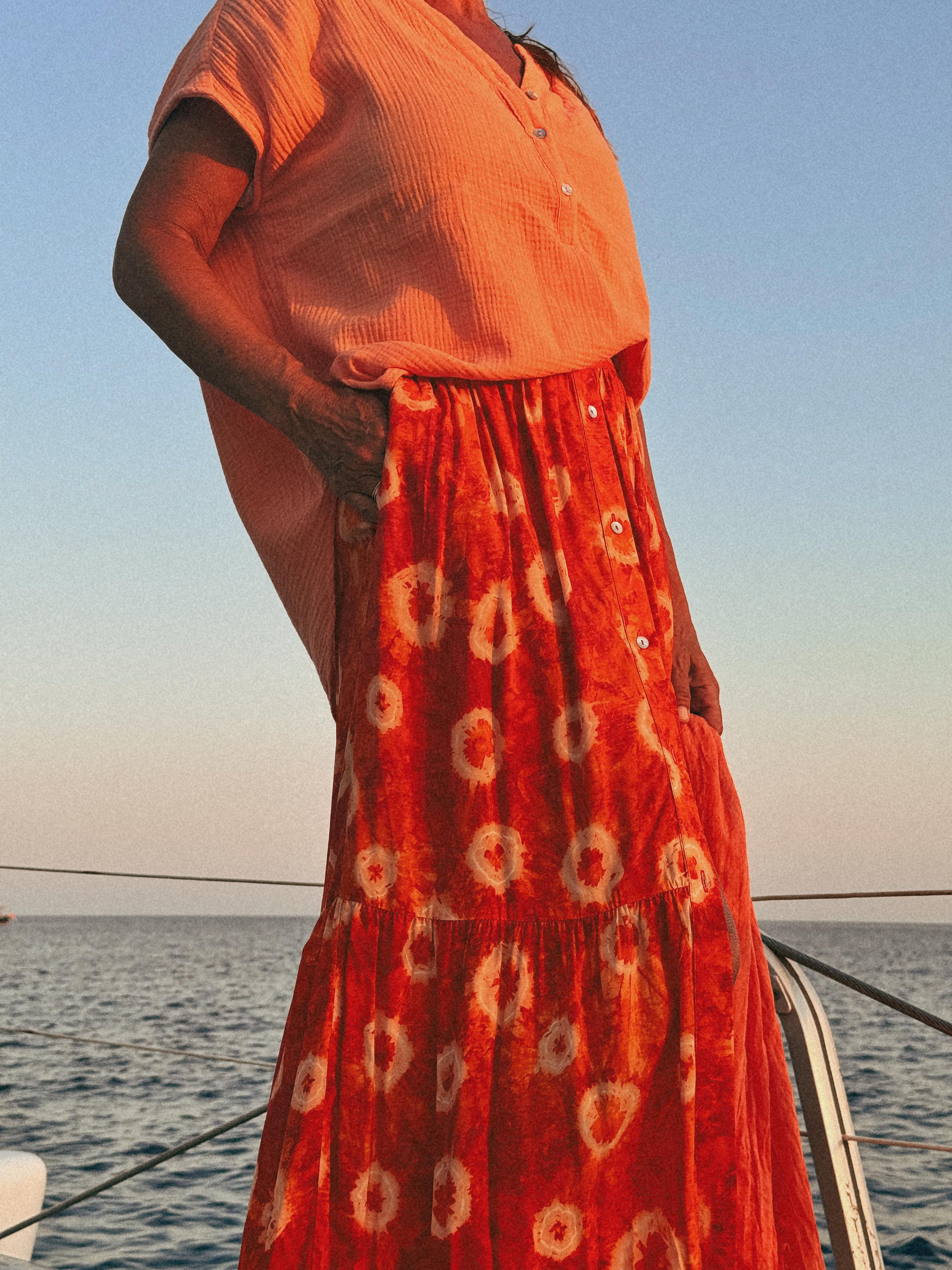 DAKOTA - FALDA ESTAMPADO NARANJA