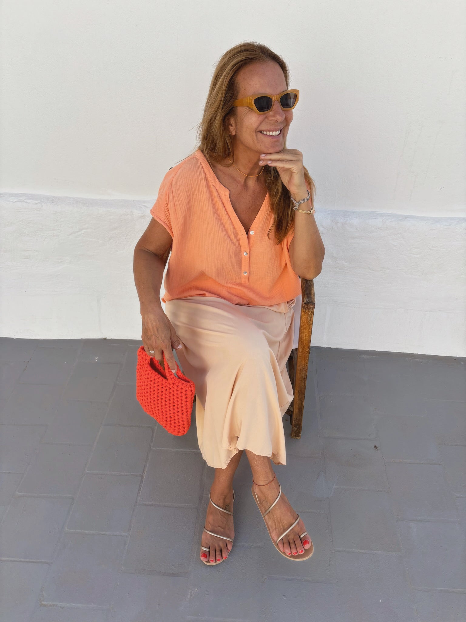 LUNA - CAMISA ALGODÓN NARANJA
