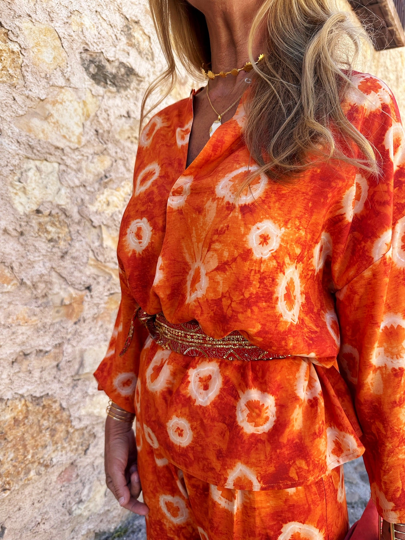 DALILA - CAMISA ESTAMPADO NARANJA