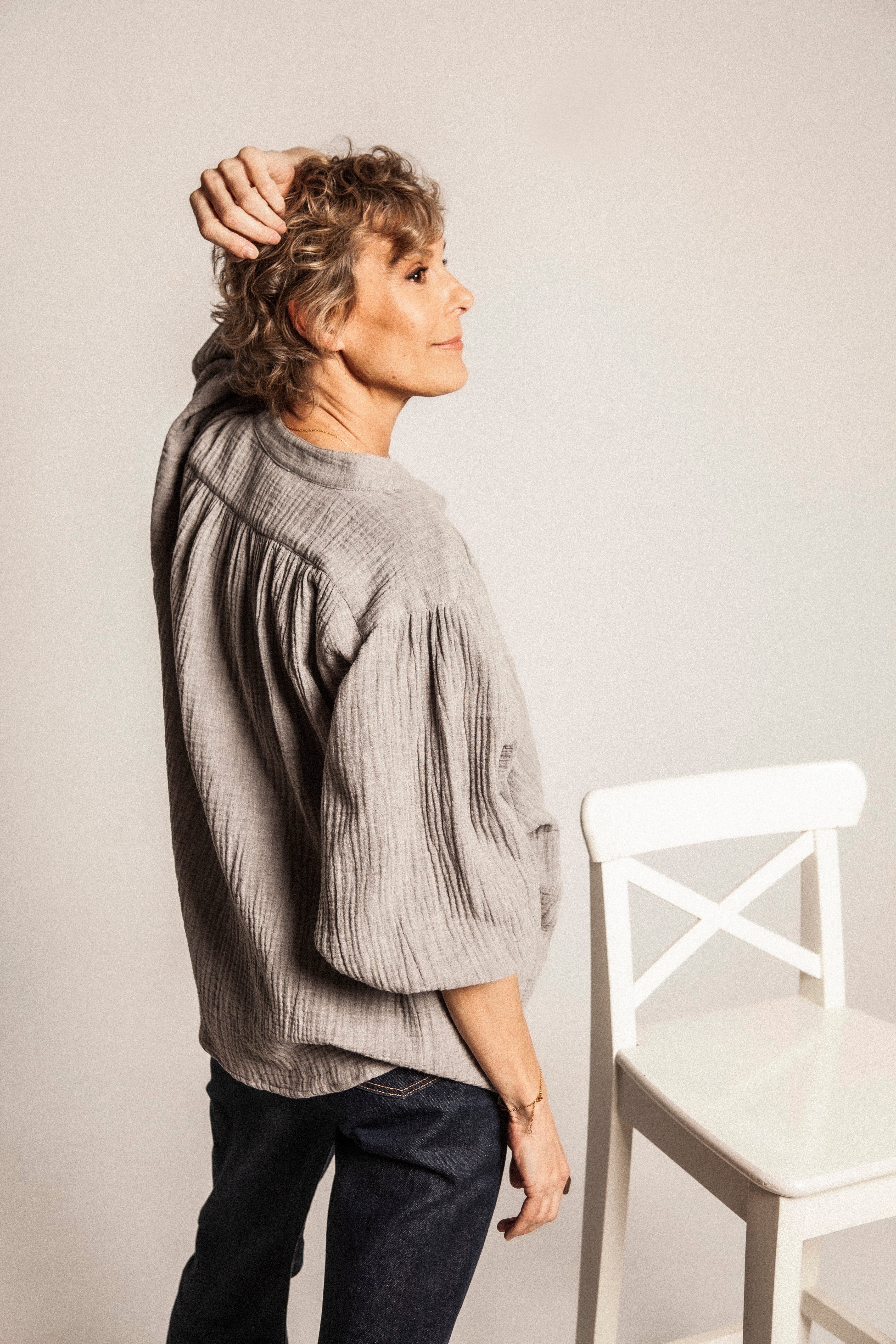 KARLA - CAMISA GRIS ALGODÓN
