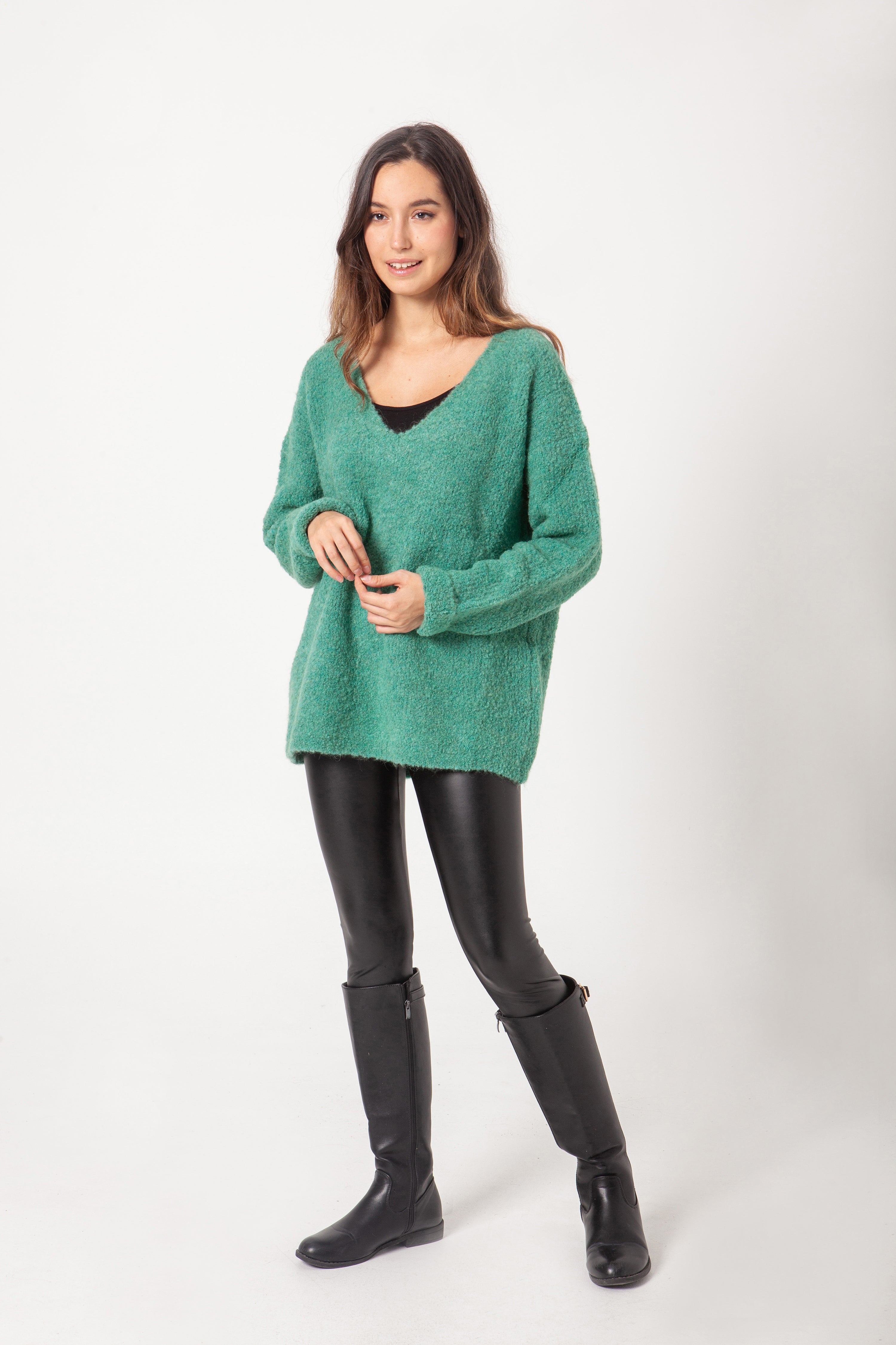 Jersey pico bouclé jade