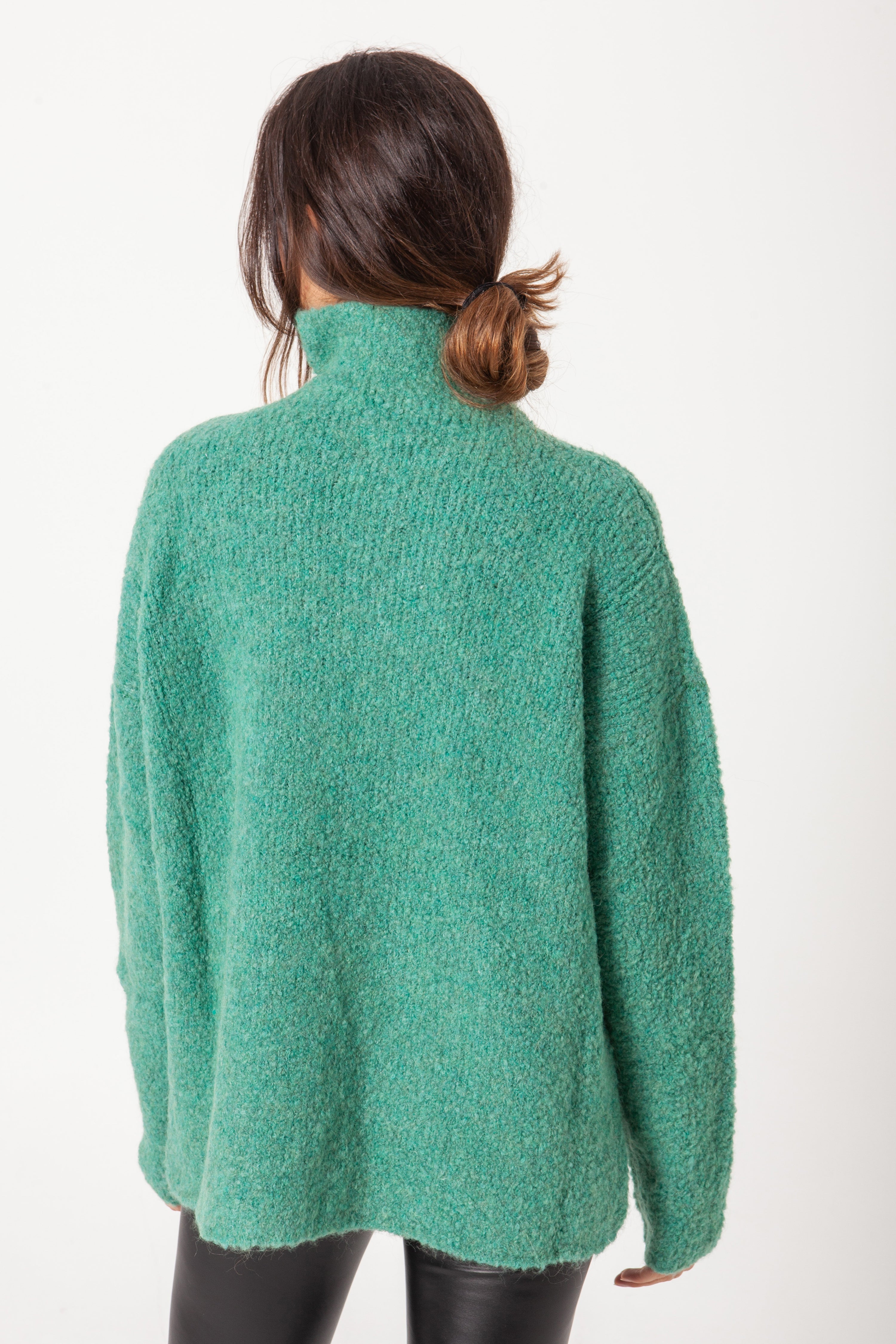 Jersey cuello cisne bouclé jade