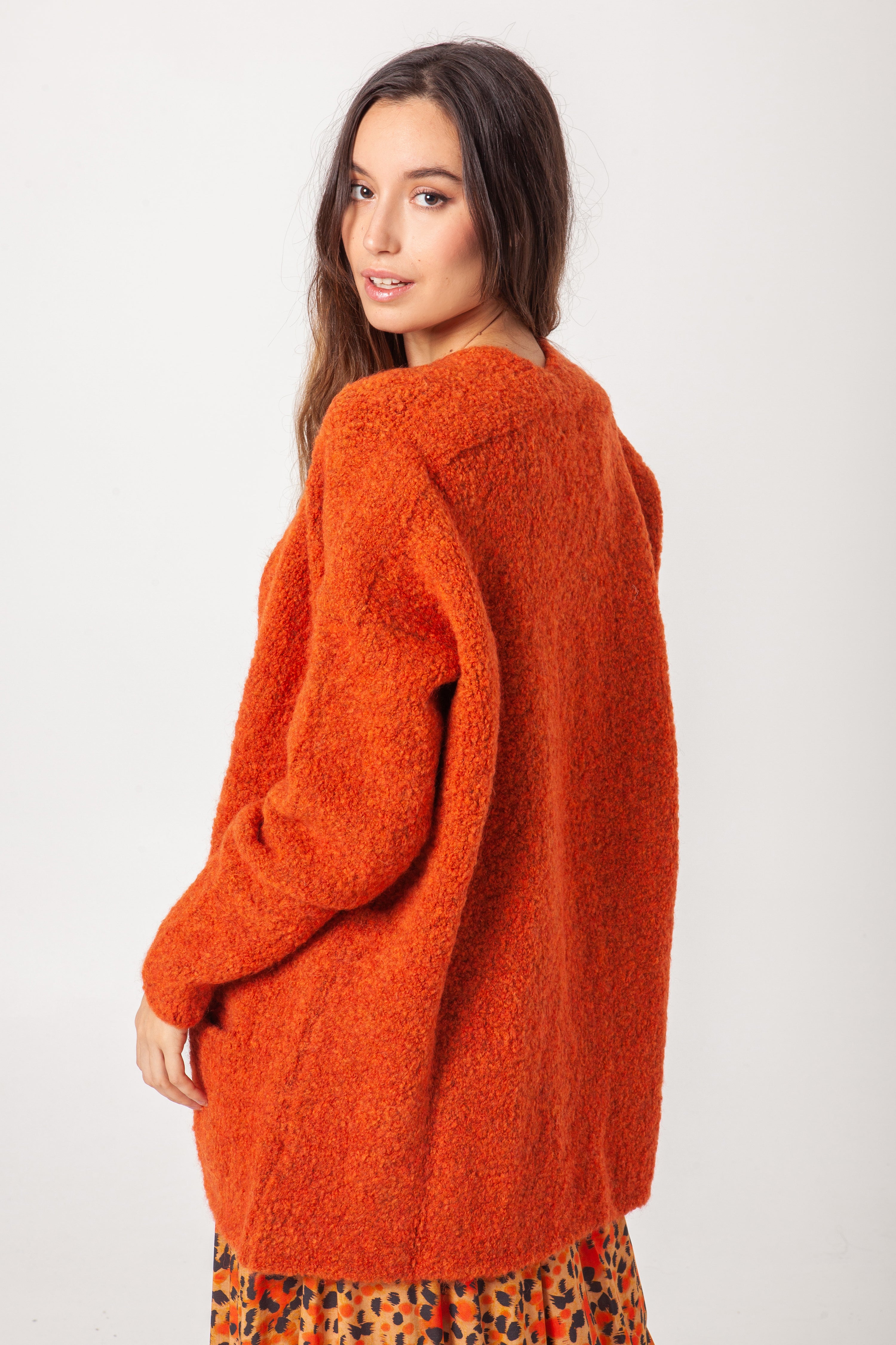 CHAQUETA BOUCLÉ NARANJA