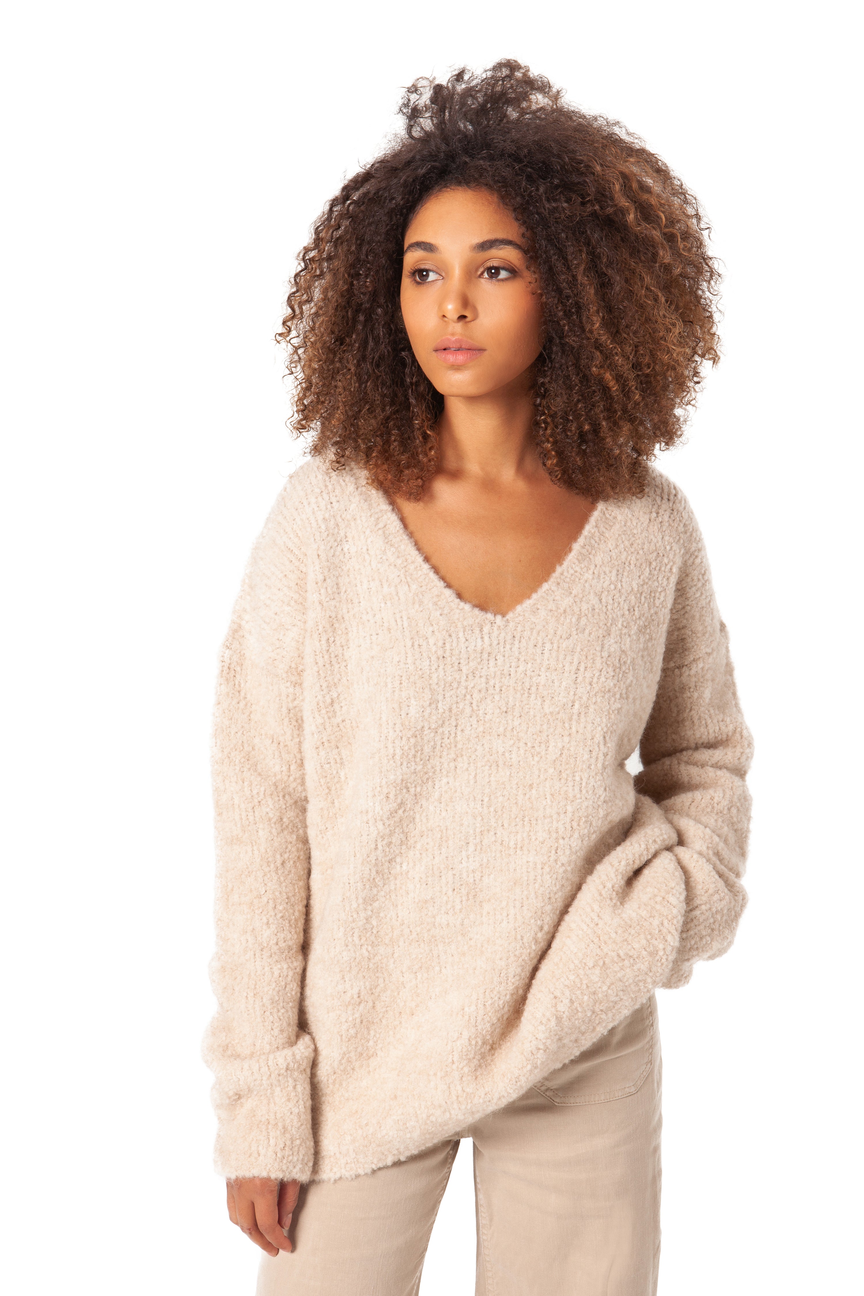 Jersey pico bouclé crudo