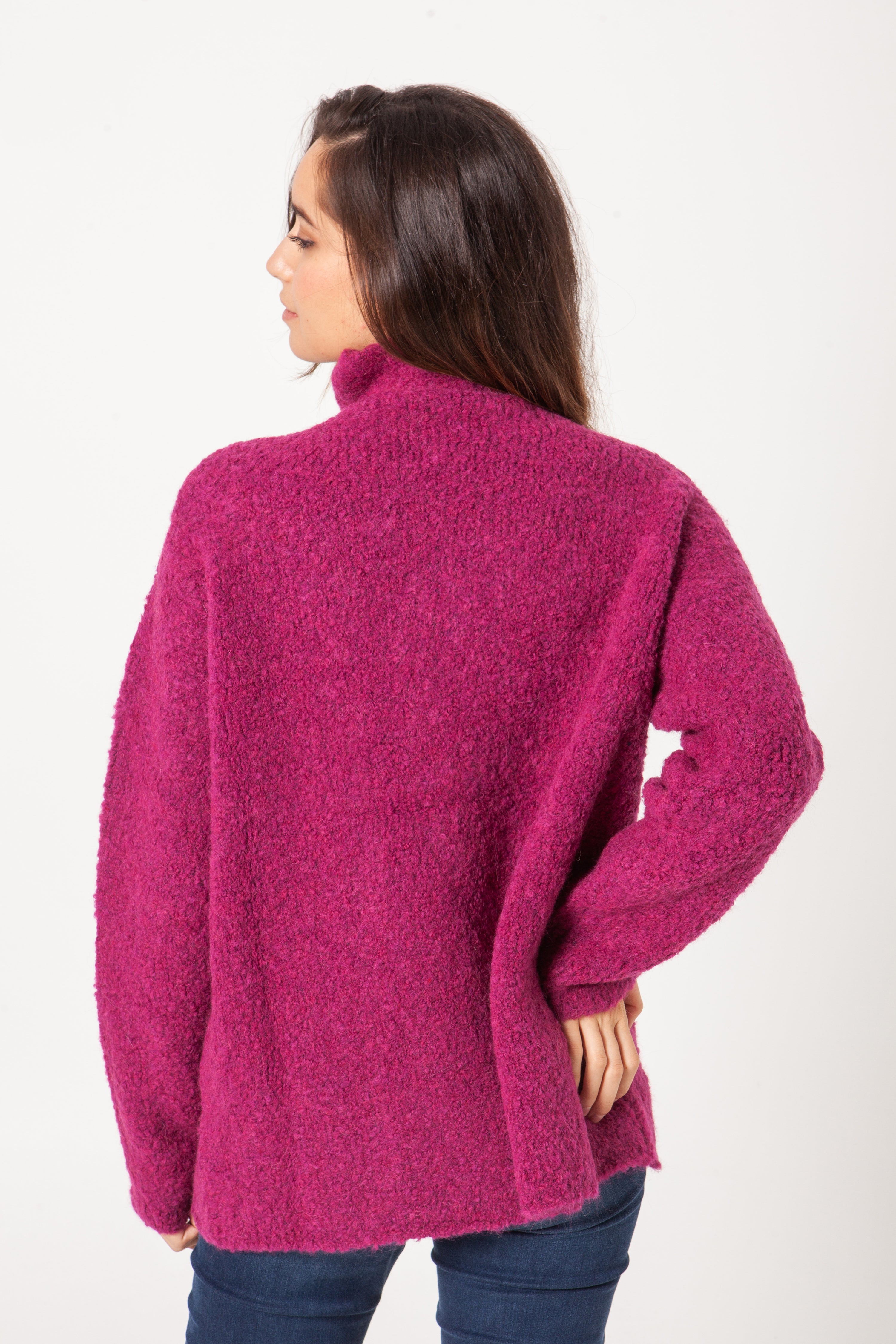 Jersey cuello cisne bouclé buganvilla