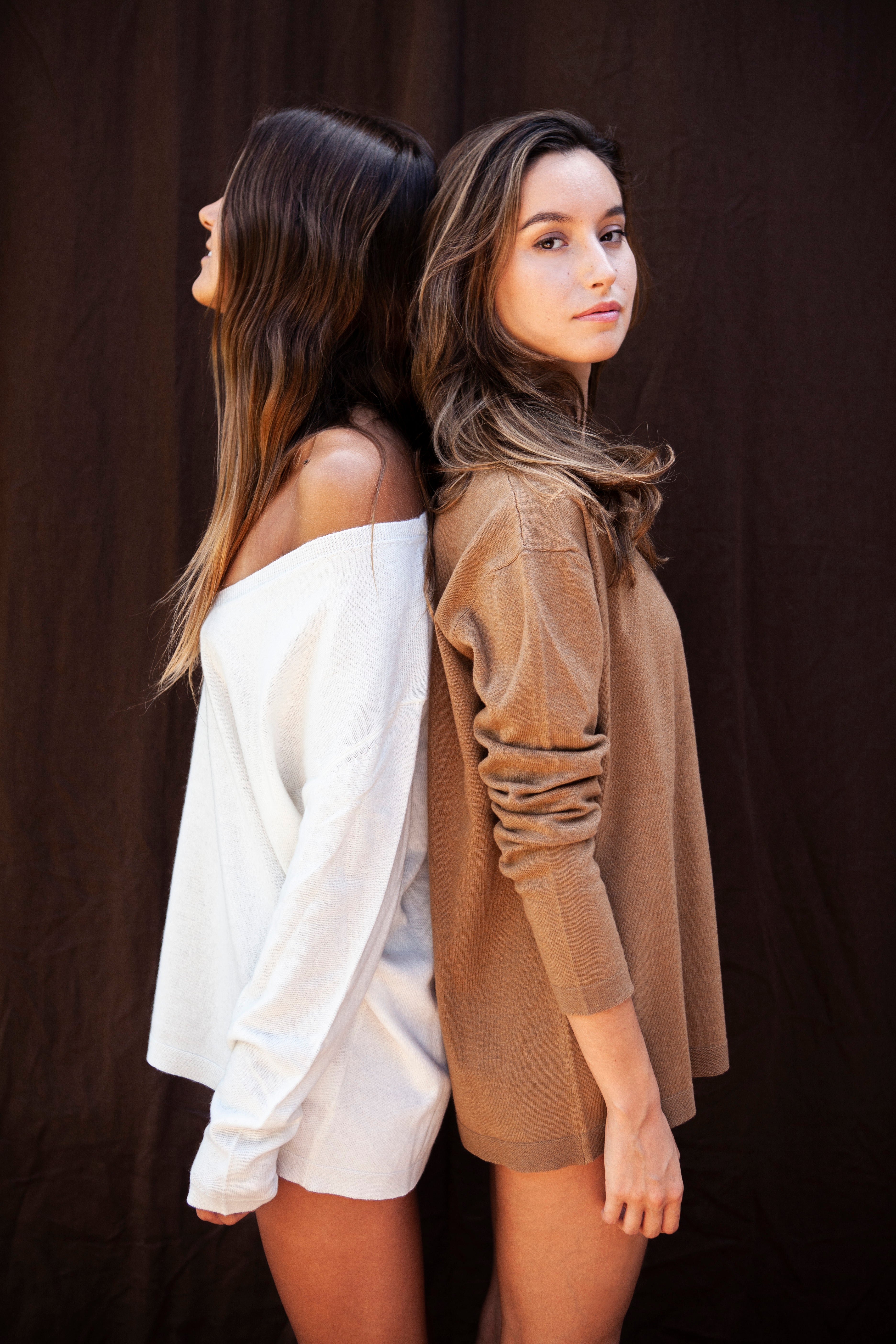 Jersey cuello pico mixto cashmere Crudo
