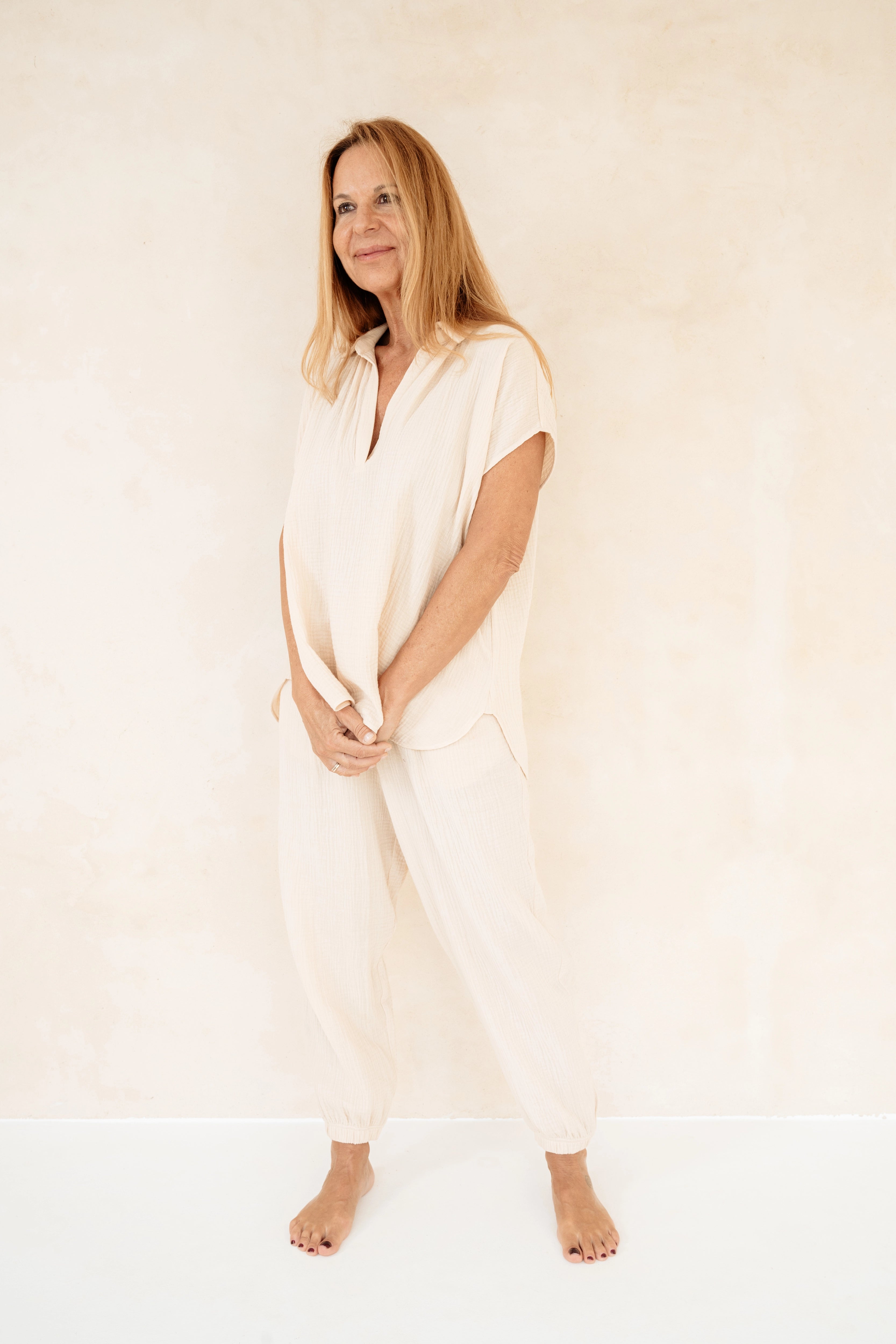 KIRAN - PANTALÓN BEIGE ALGODÓN