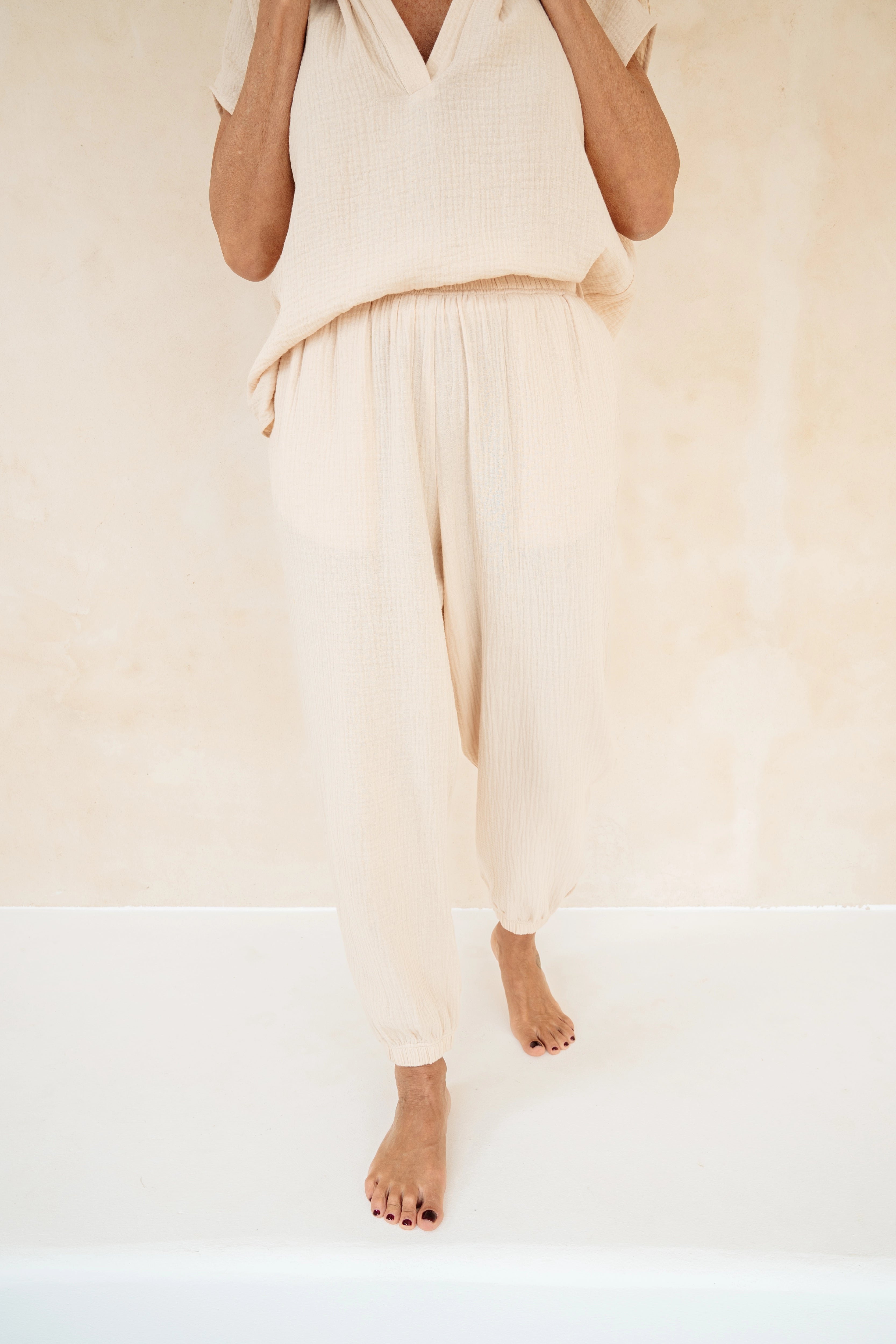 KIRAN - PANTALÓN BEIGE ALGODÓN