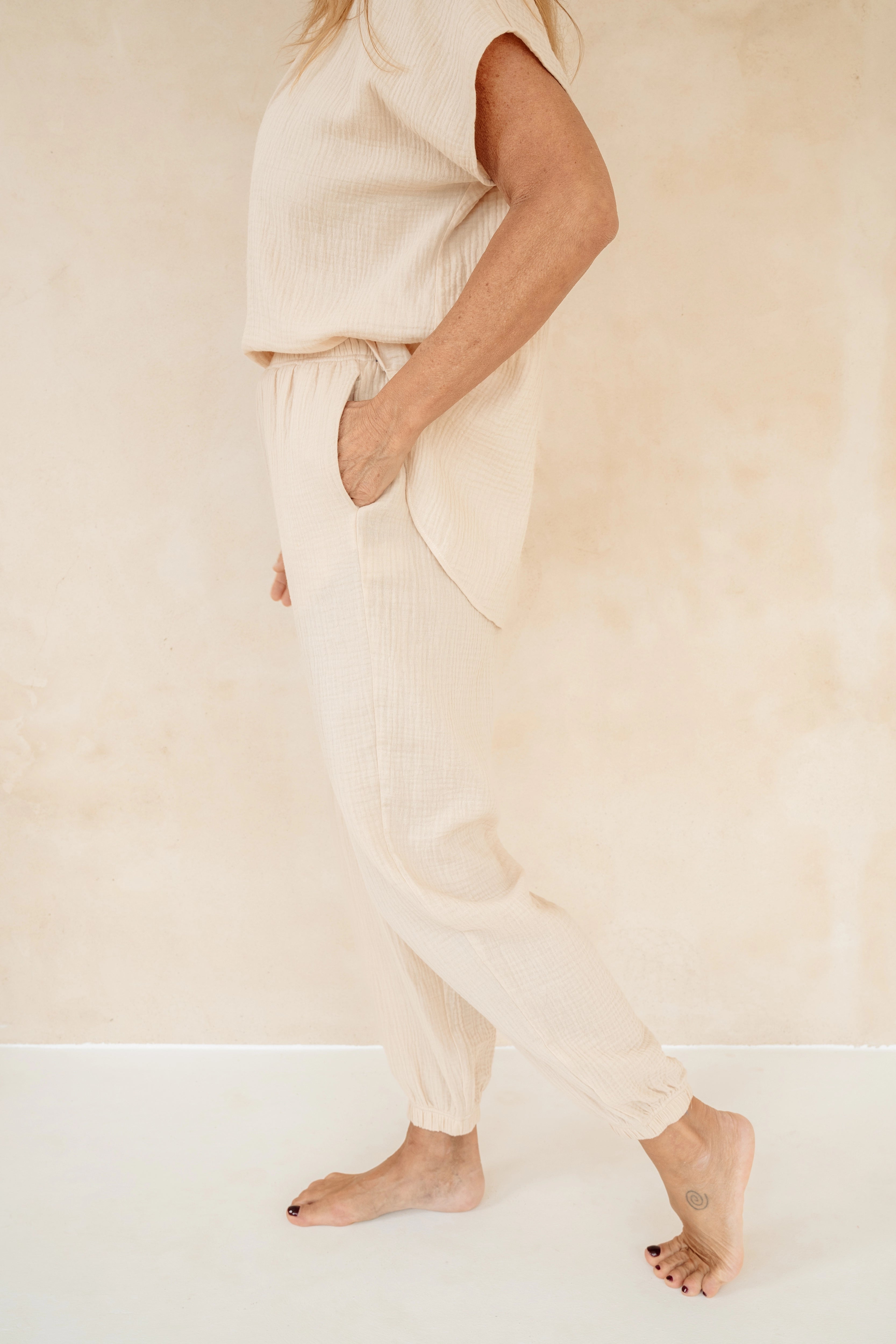 KIRAN - PANTALÓN BEIGE ALGODÓN