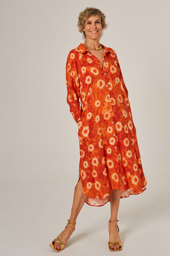ALAN - VESTIDO ESTAMPADO NARANJA