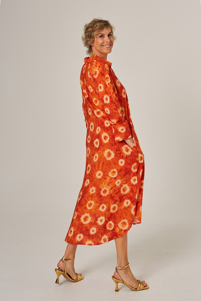 ALAN - VESTIDO ESTAMPADO NARANJA