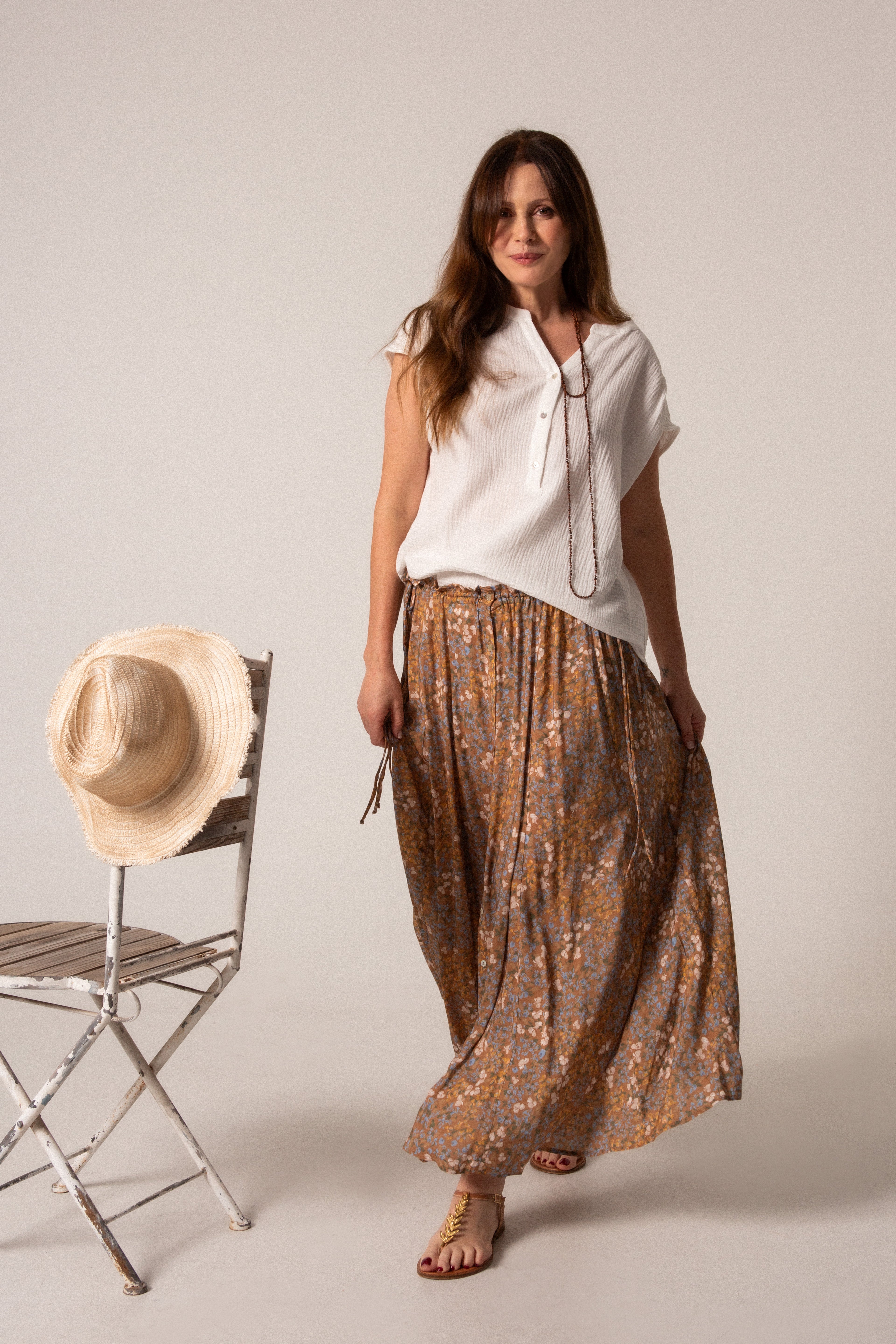 NOE - FALDA FLORES BEIGE
