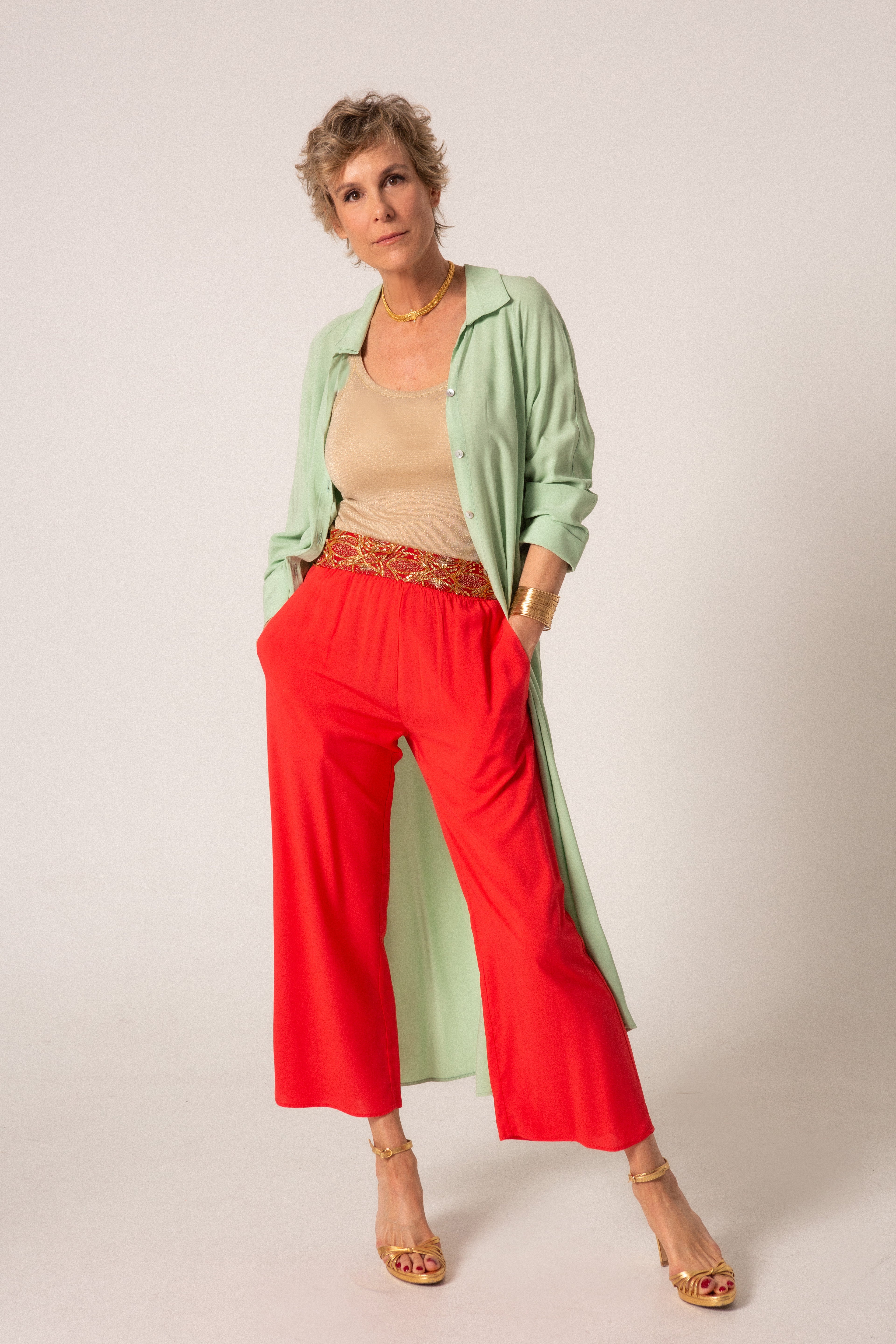 Pantalón Hugo Crop rojo