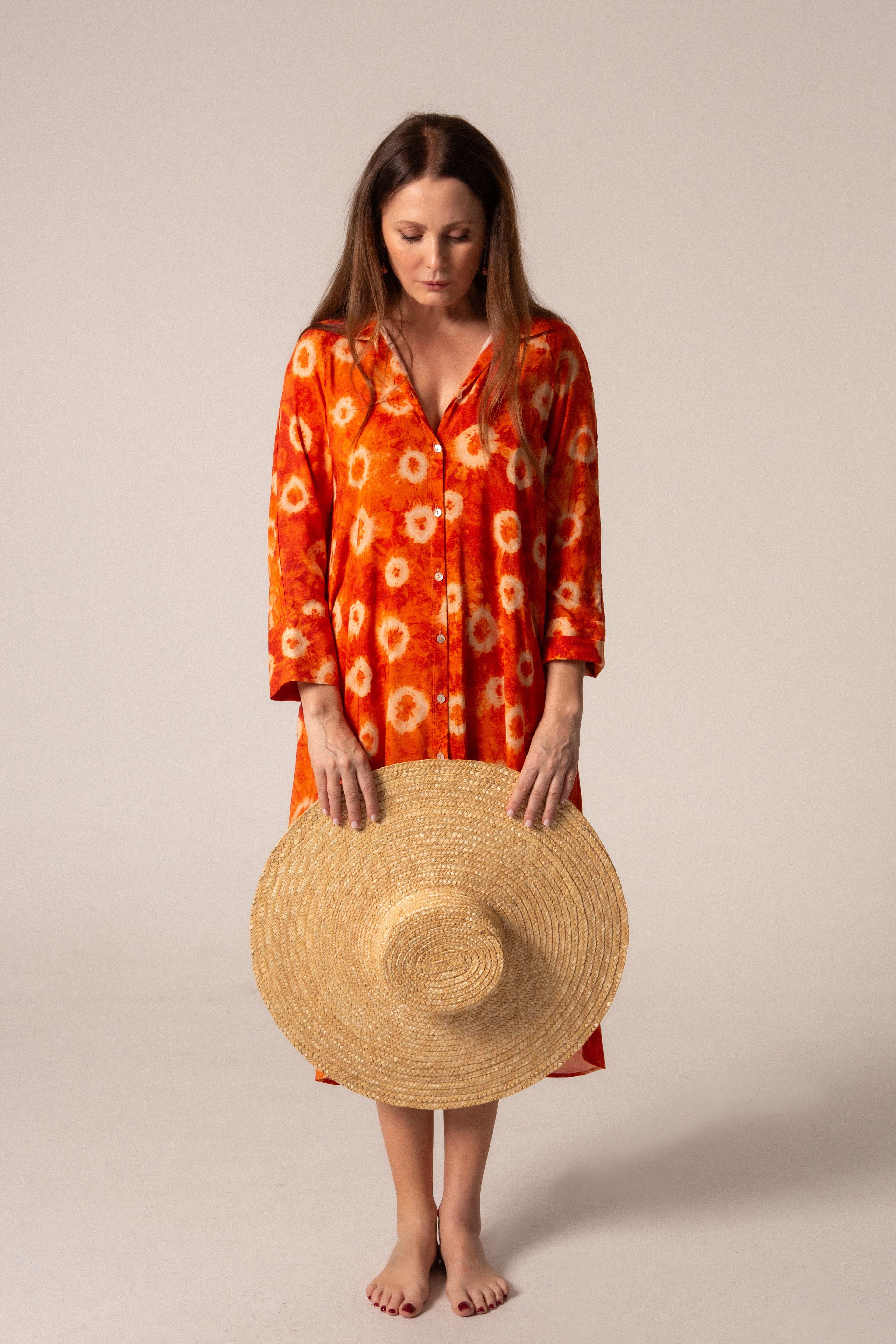 ALAN - VESTIDO ESTAMPADO NARANJA