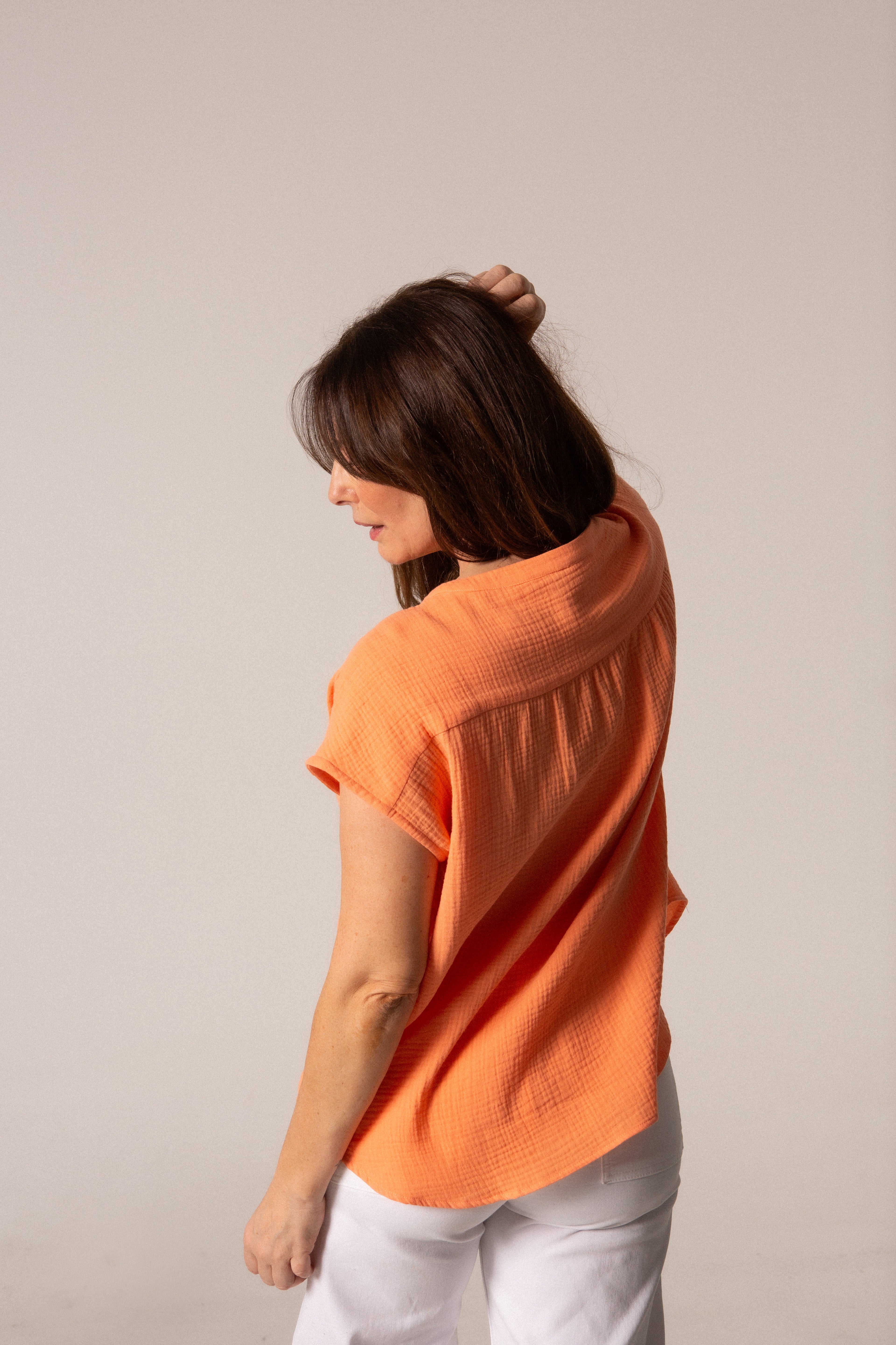 LUNA - CAMISA ALGODÓN NARANJA