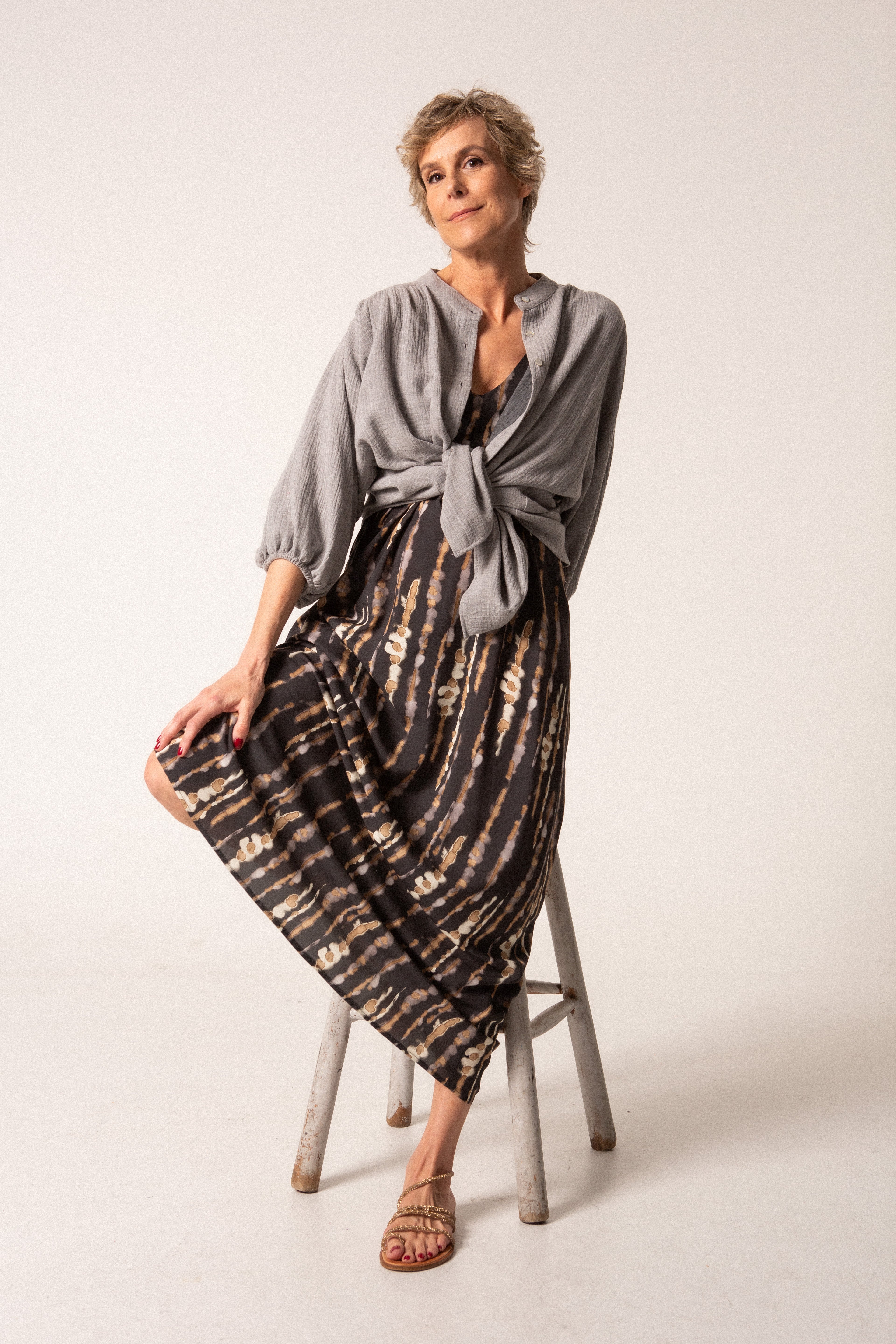AMARO - VESTIDO GOTAS NEGRAS