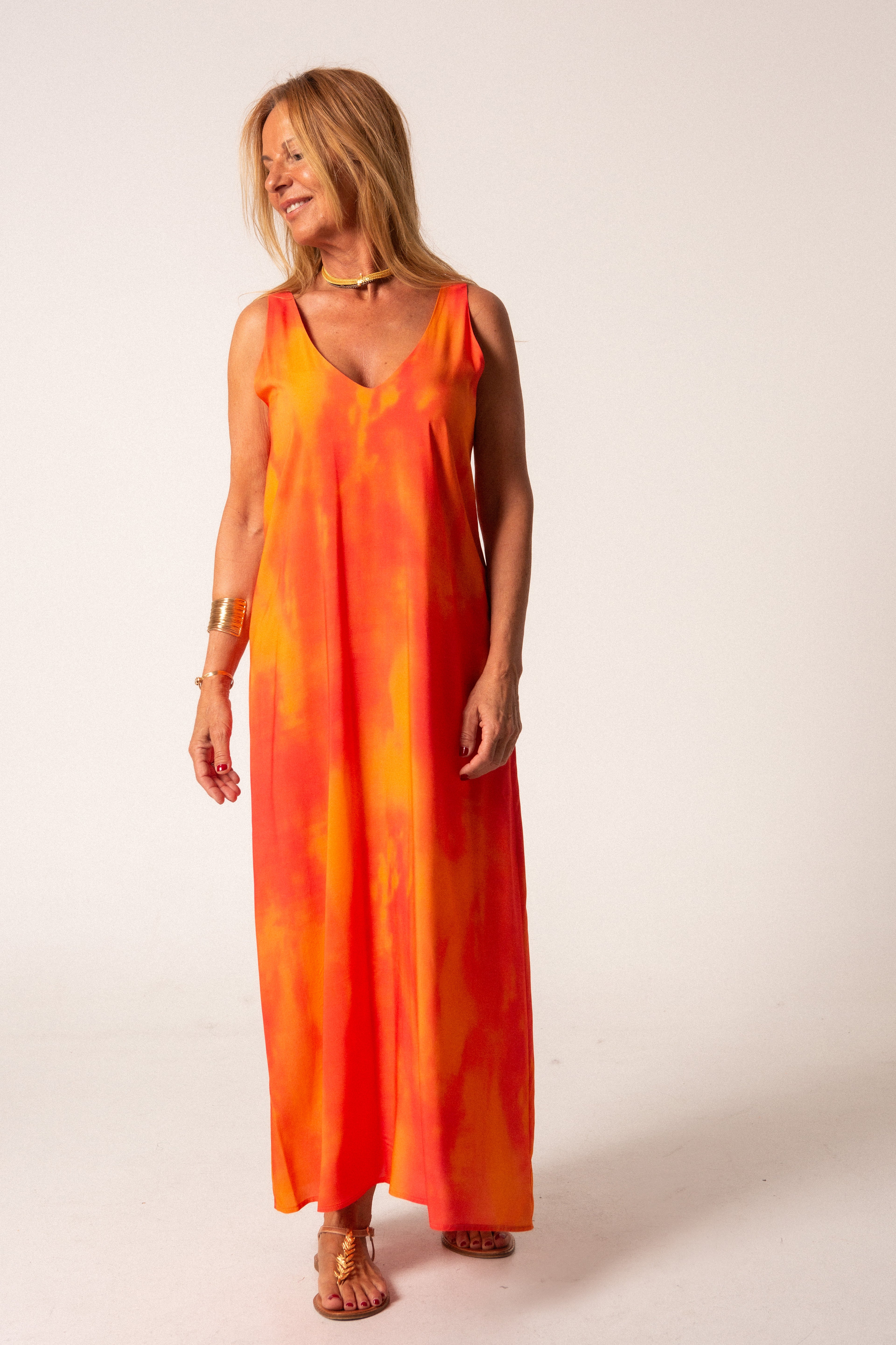 AMARO - VESTIDO ESTAMPADO CORAL