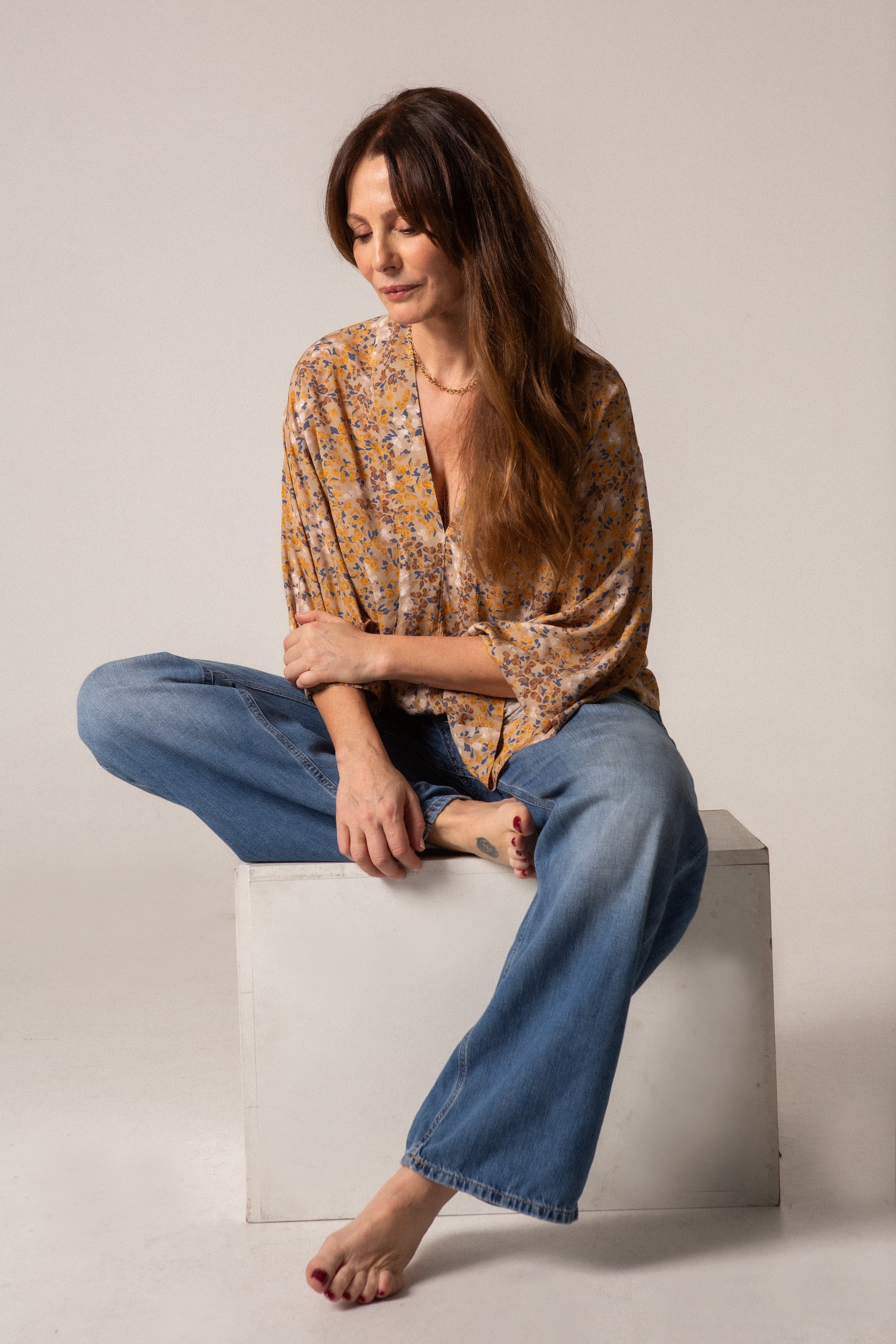 KYMO - TOP FLORES BEIGE