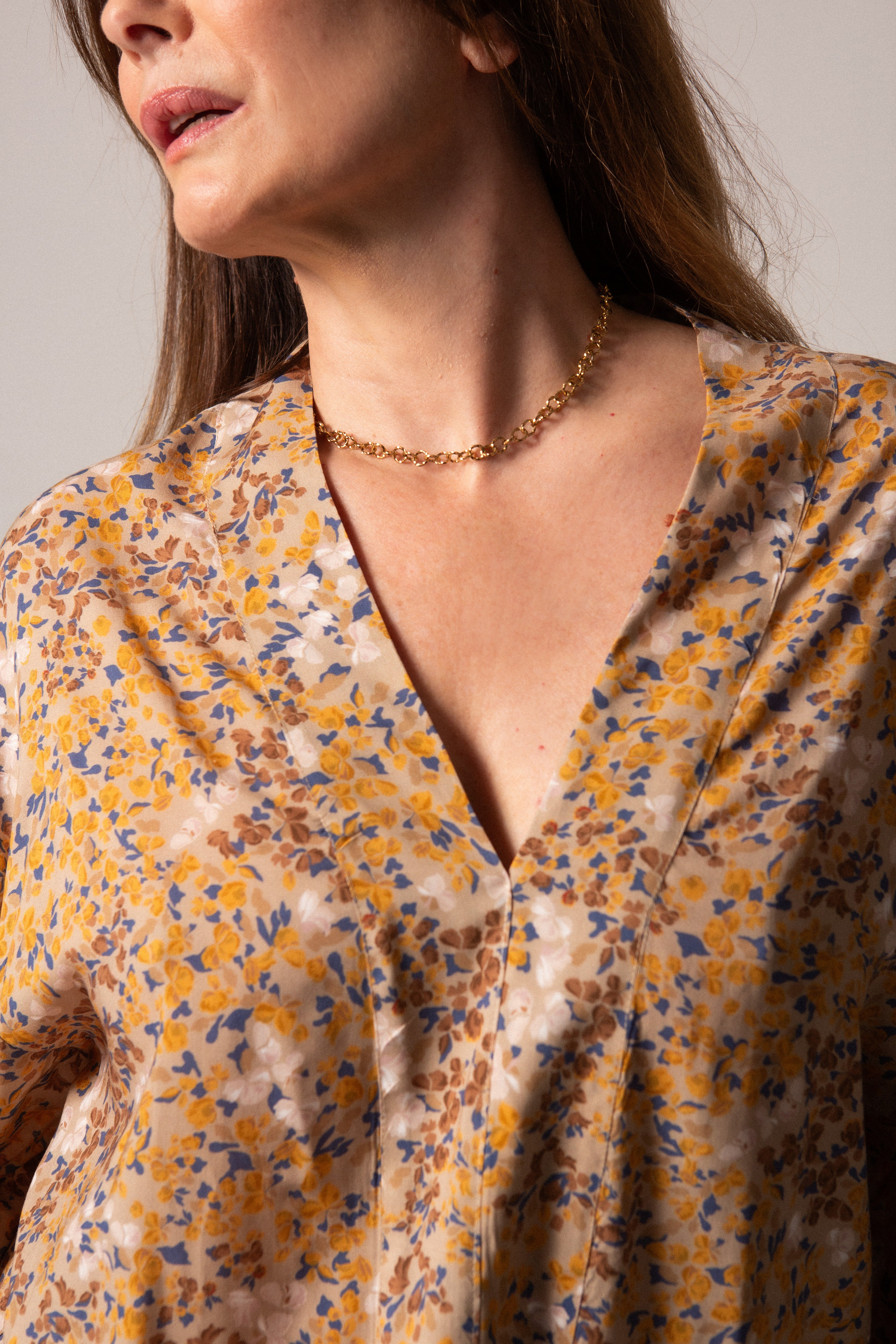 KYMO - TOP FLORES BEIGE