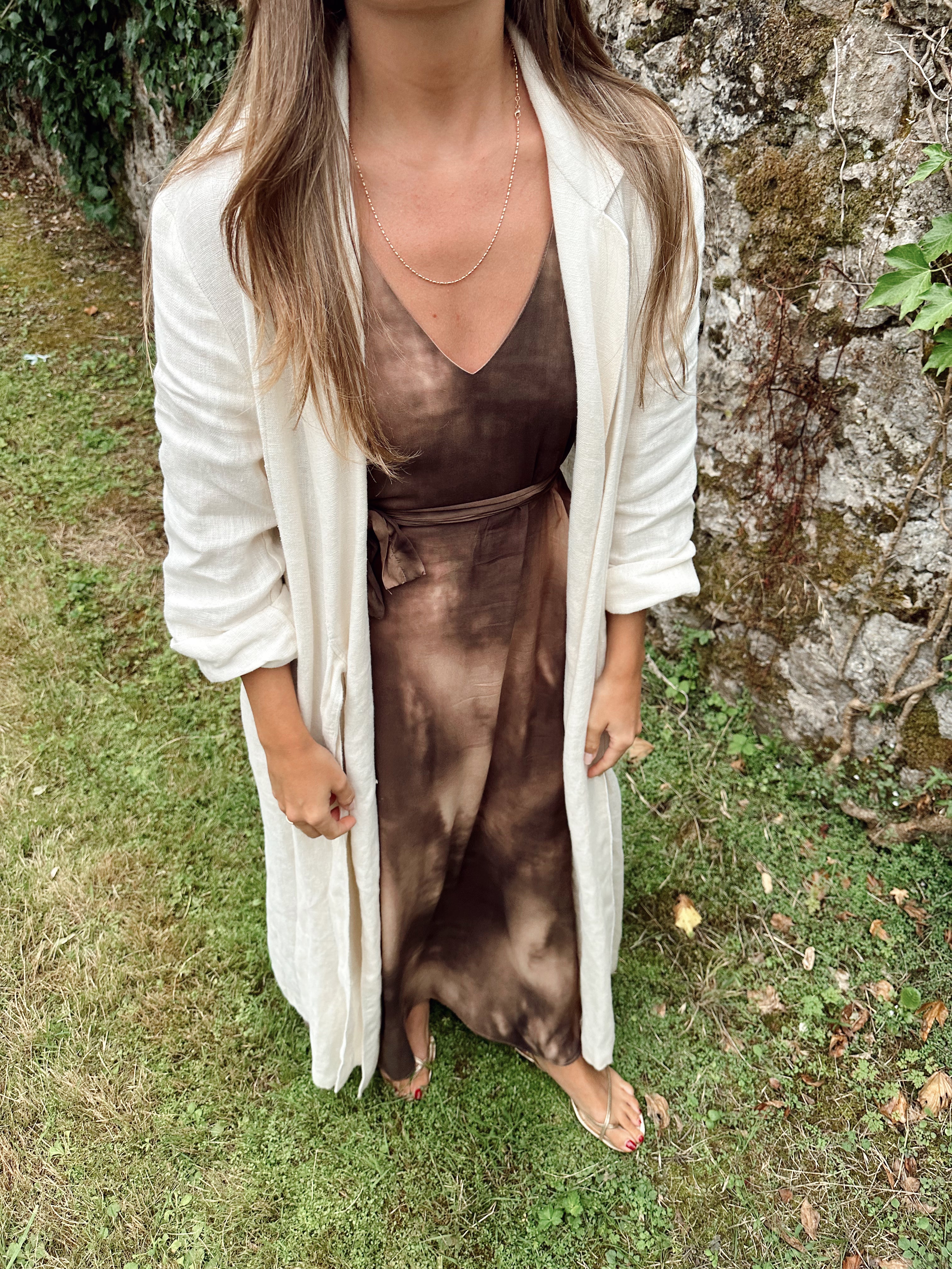 AMARO - VESTIDO ESTAMPADO MARRÓN