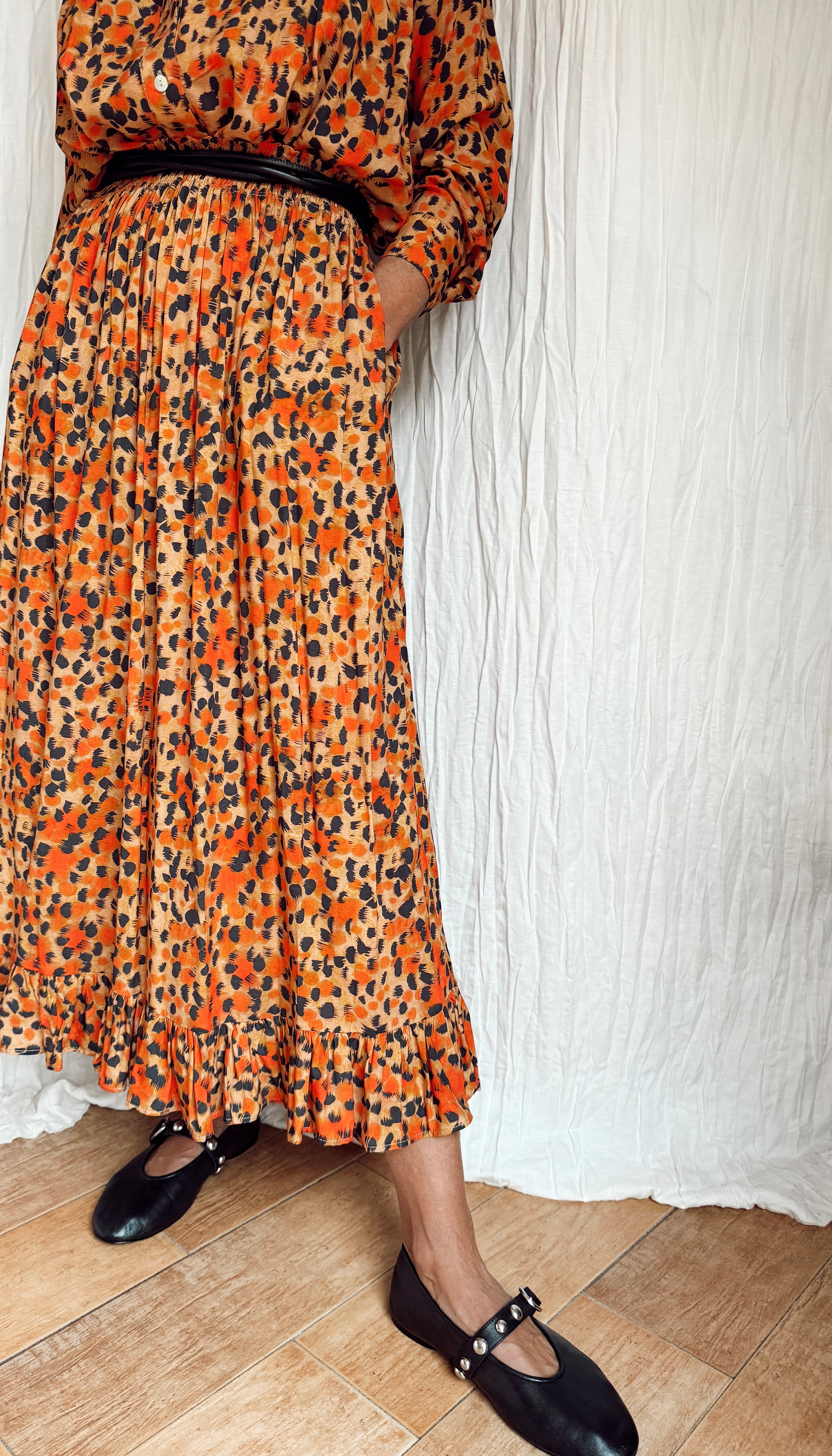 Falda Gala estampado naranja