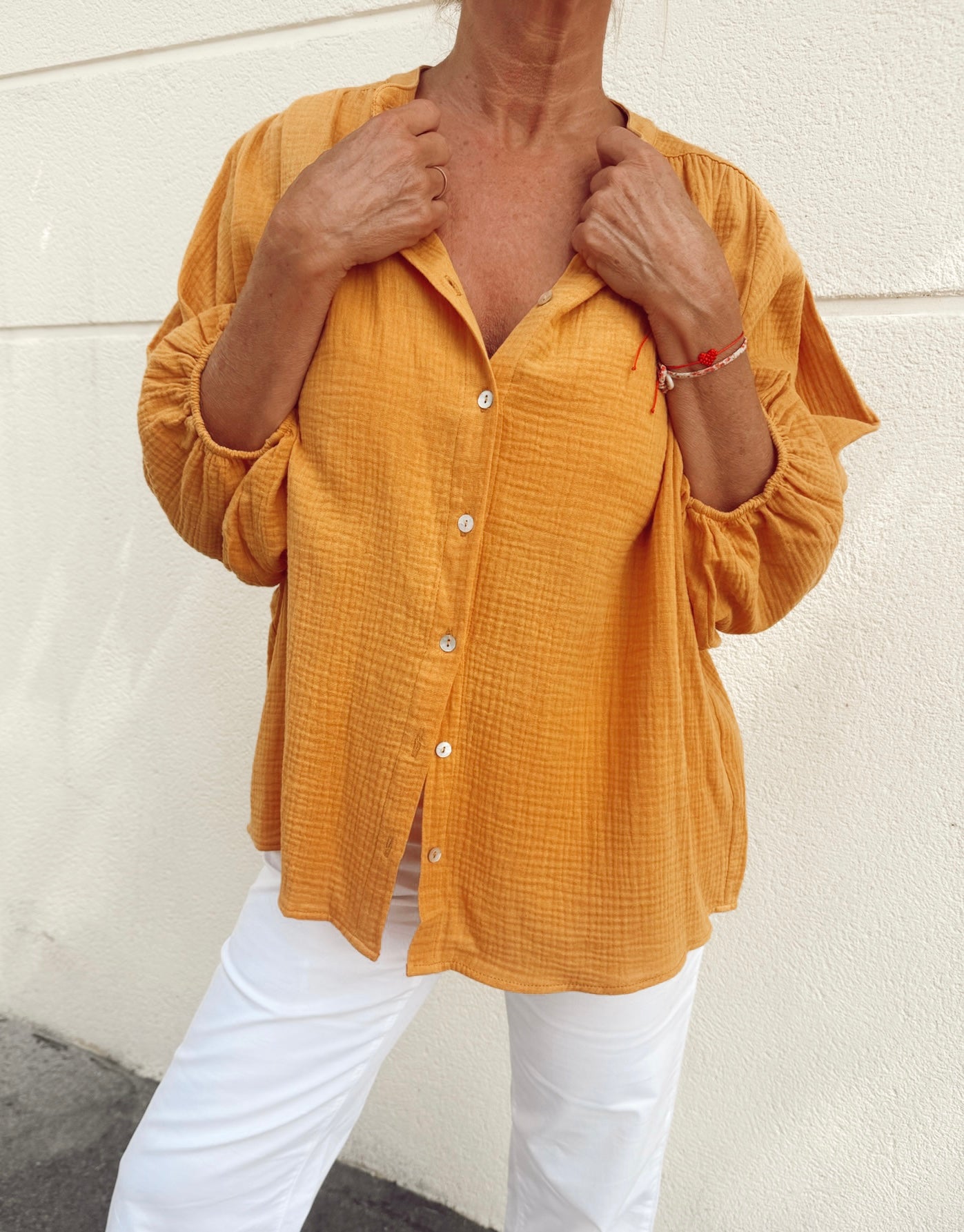 KARLA - CAMISA MOSTAZA ALGODÓN