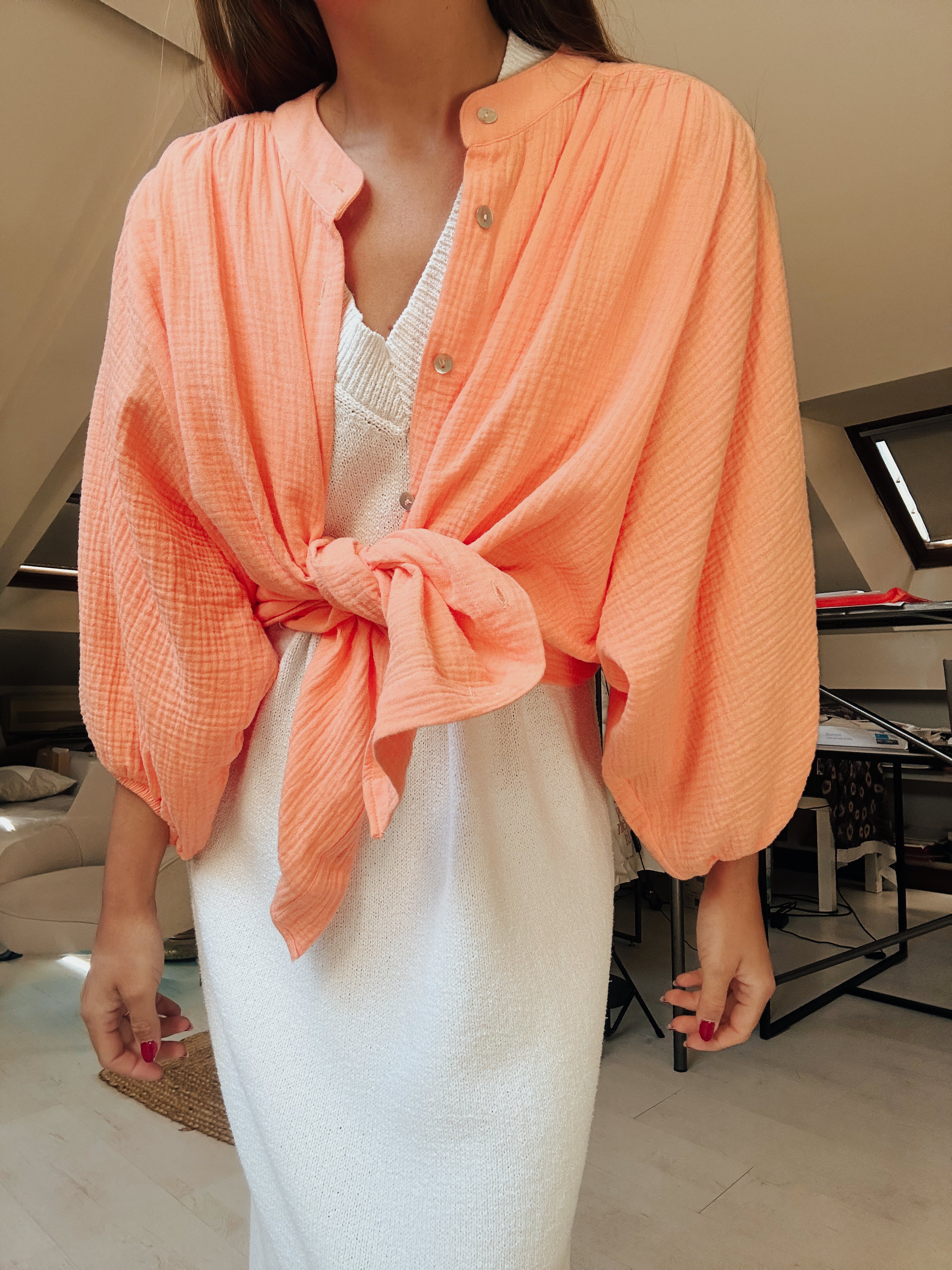 KARLA - CAMISA NARANJA ALGODÓN