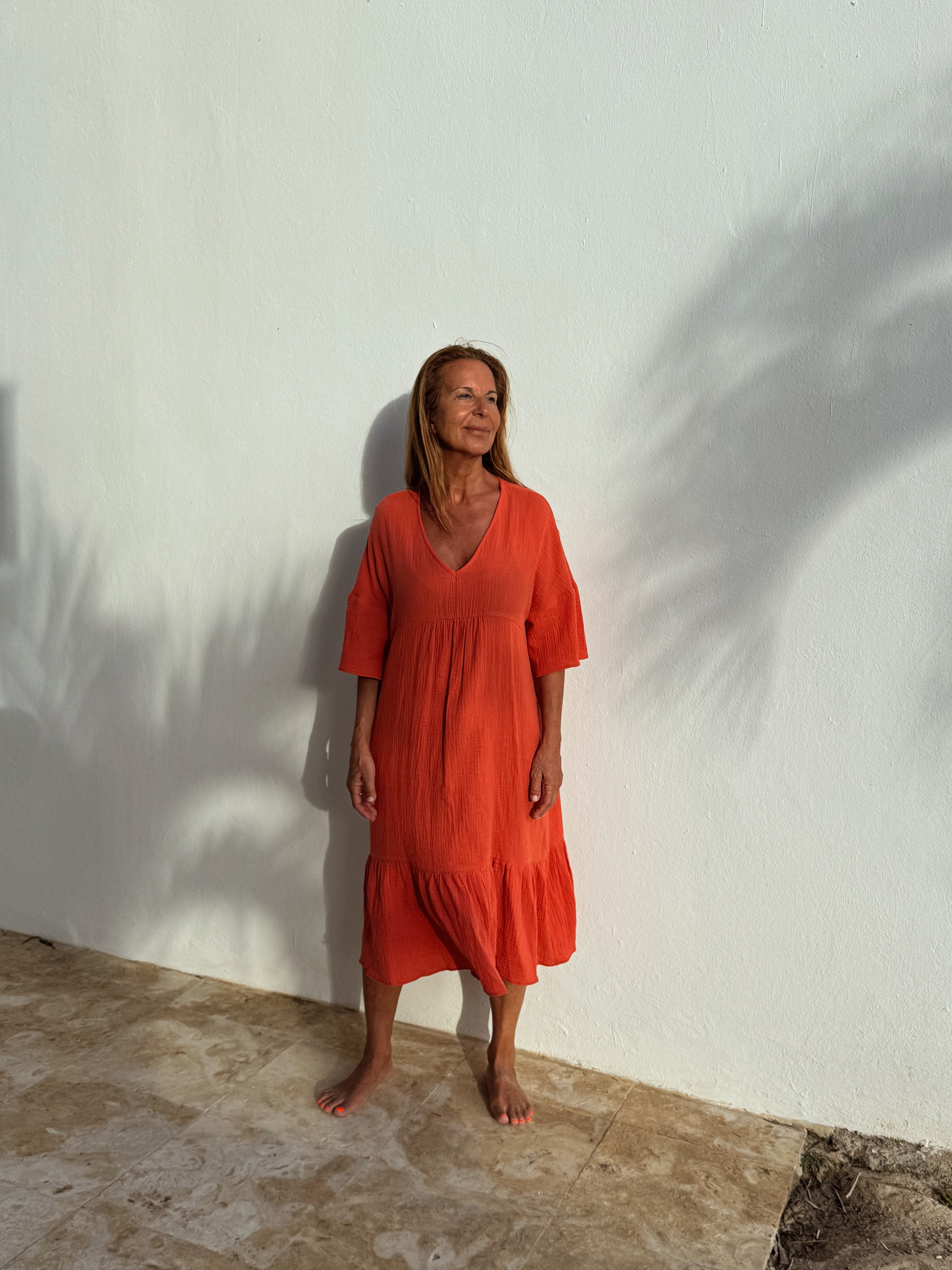 OLIMPUS - VESTIDO CORAL ALGODÓN