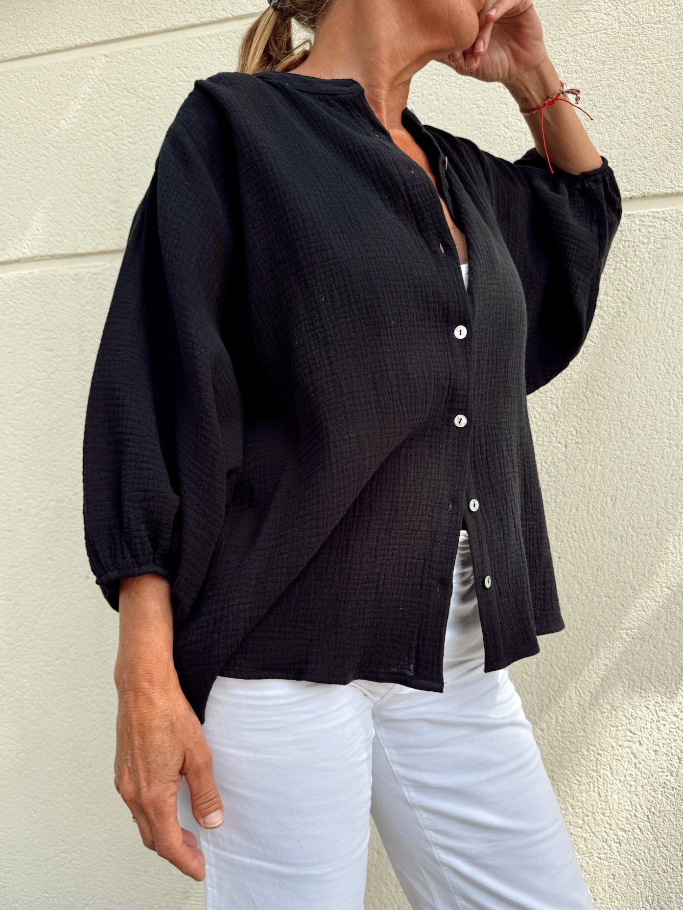 KARLA - CAMISA NEGRO ALGODÓN