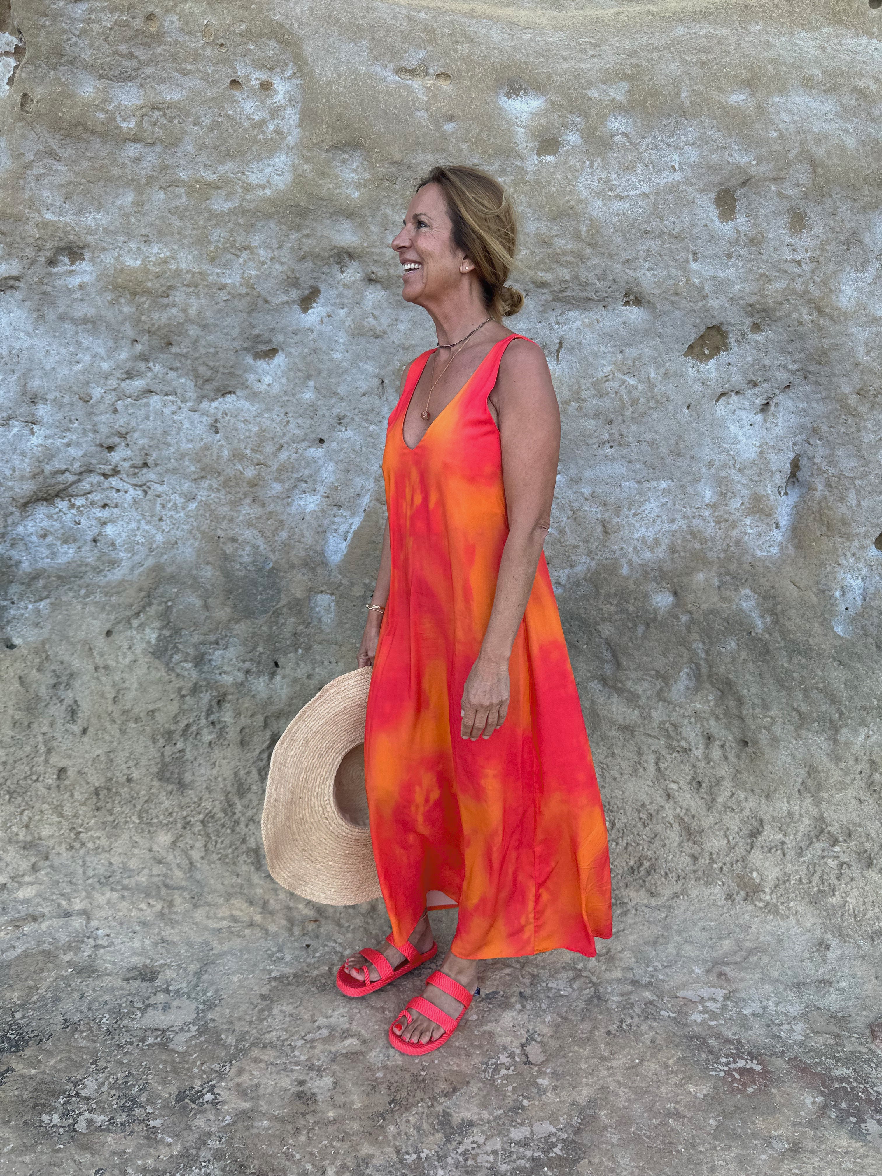 AMARO - VESTIDO ESTAMPADO CORAL
