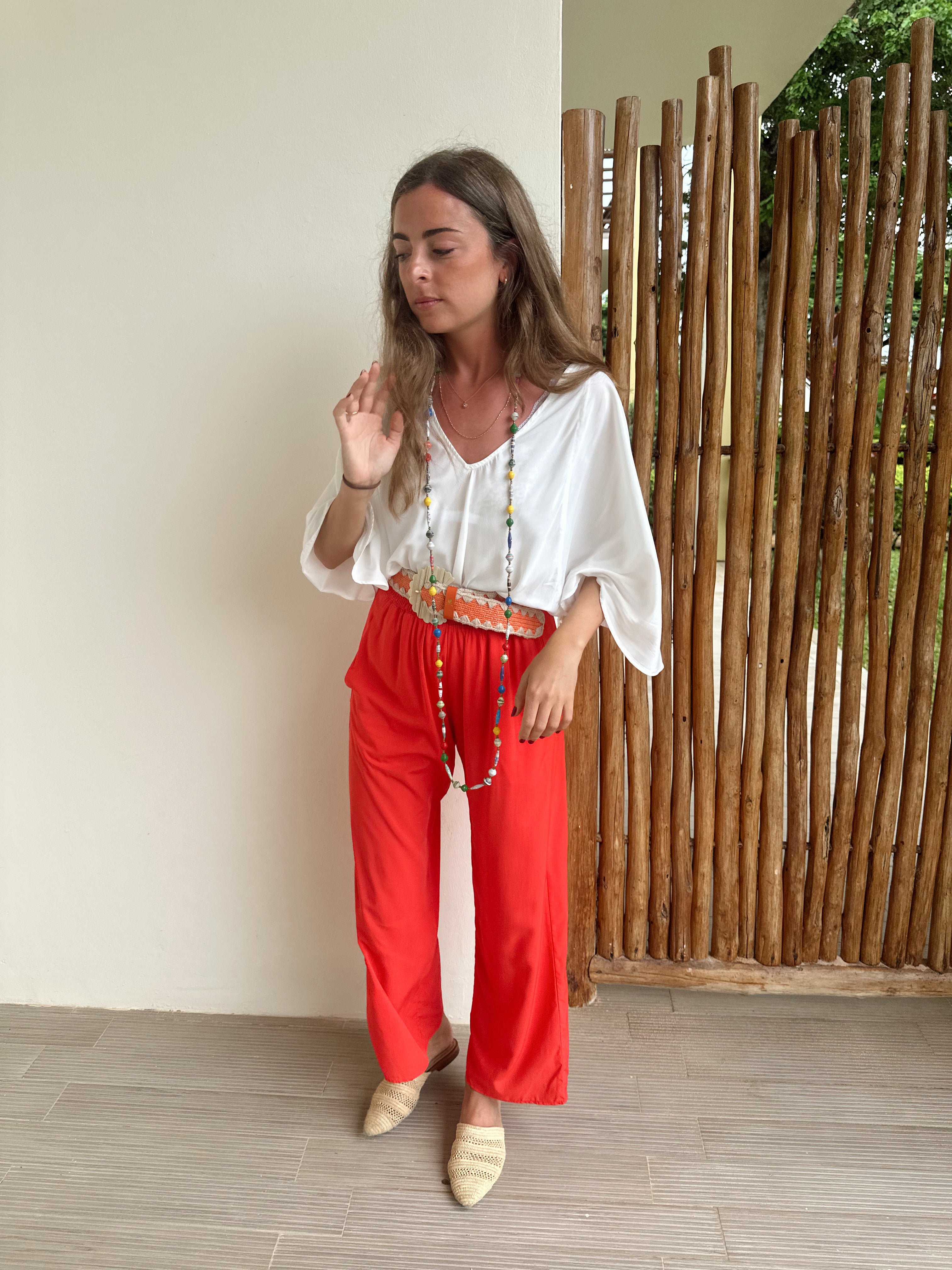 Pantalón Hugo Crop rojo