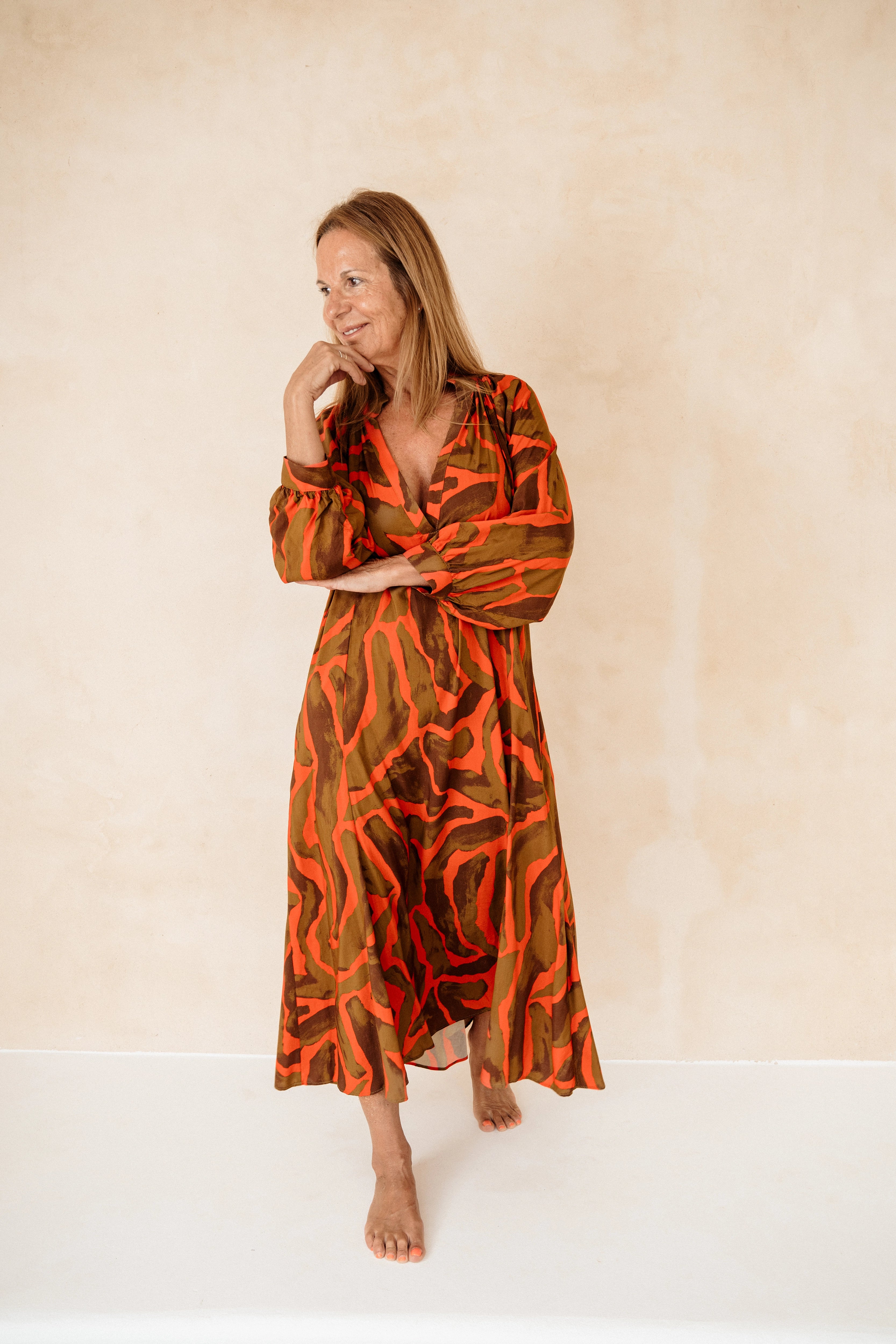 LUCIO - VESTIDO CEBRA ROJA