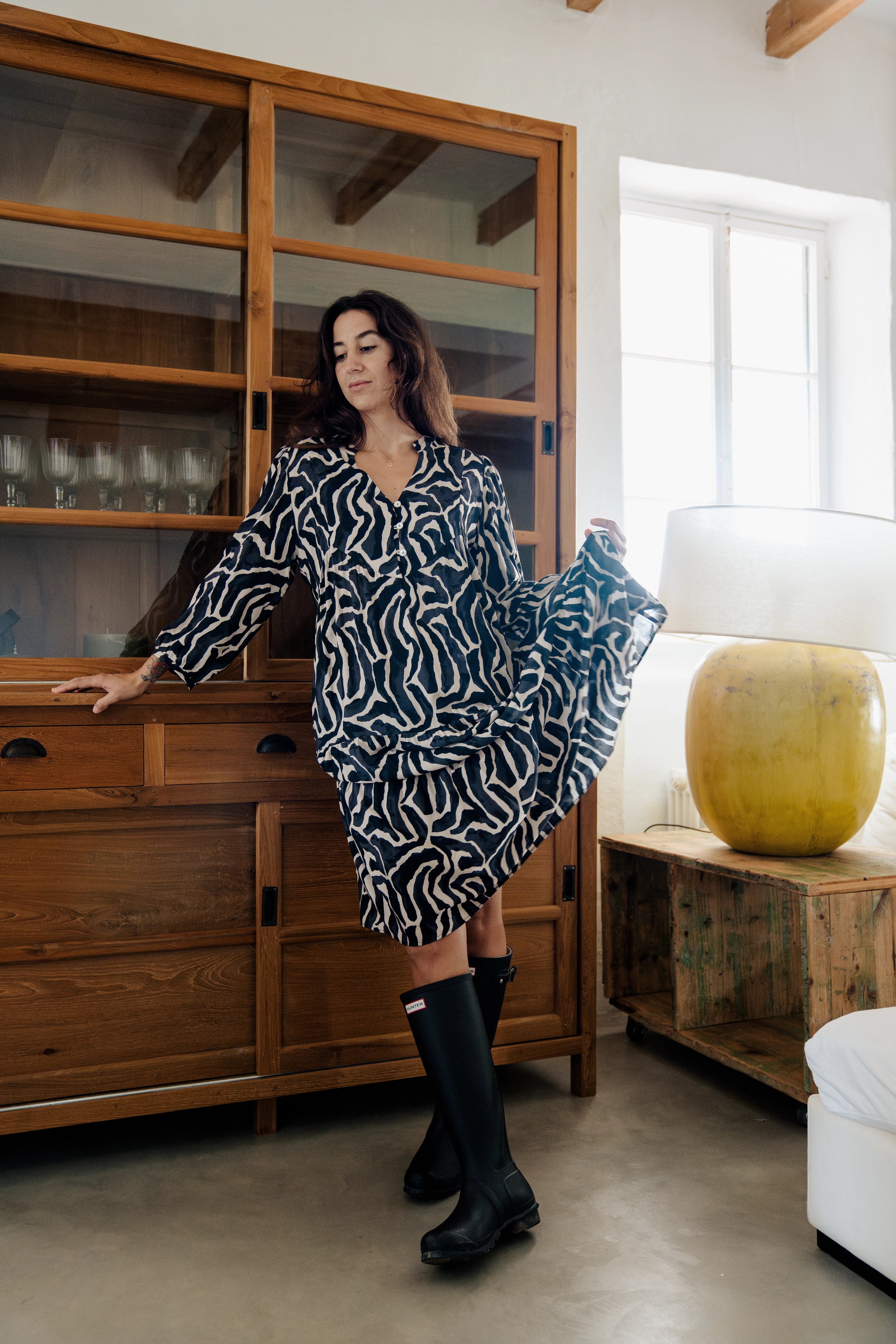 CIRO - VESTIDO CEBRA BLANCO Y NEGRO