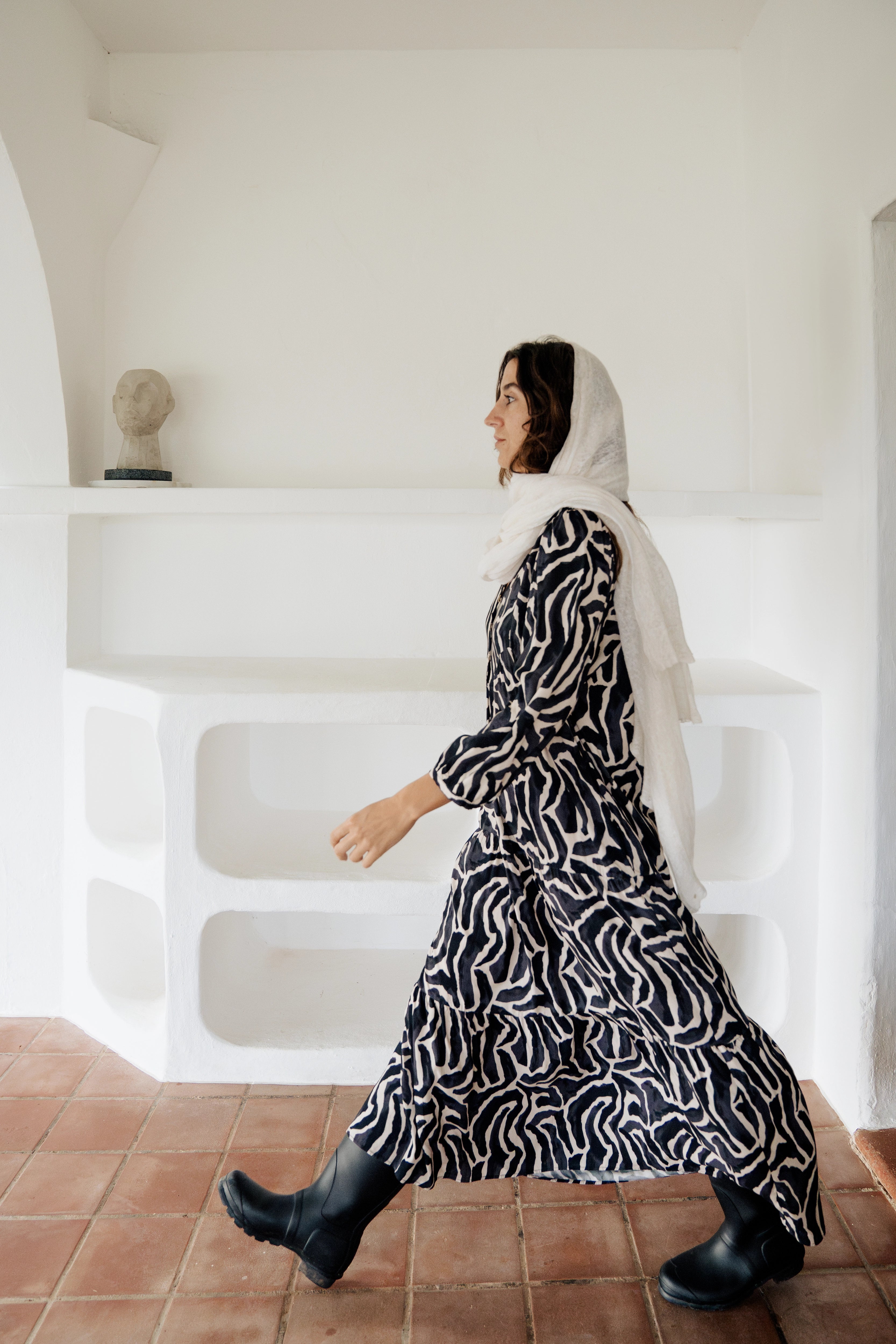 CIRO - VESTIDO CEBRA BLANCO Y NEGRO