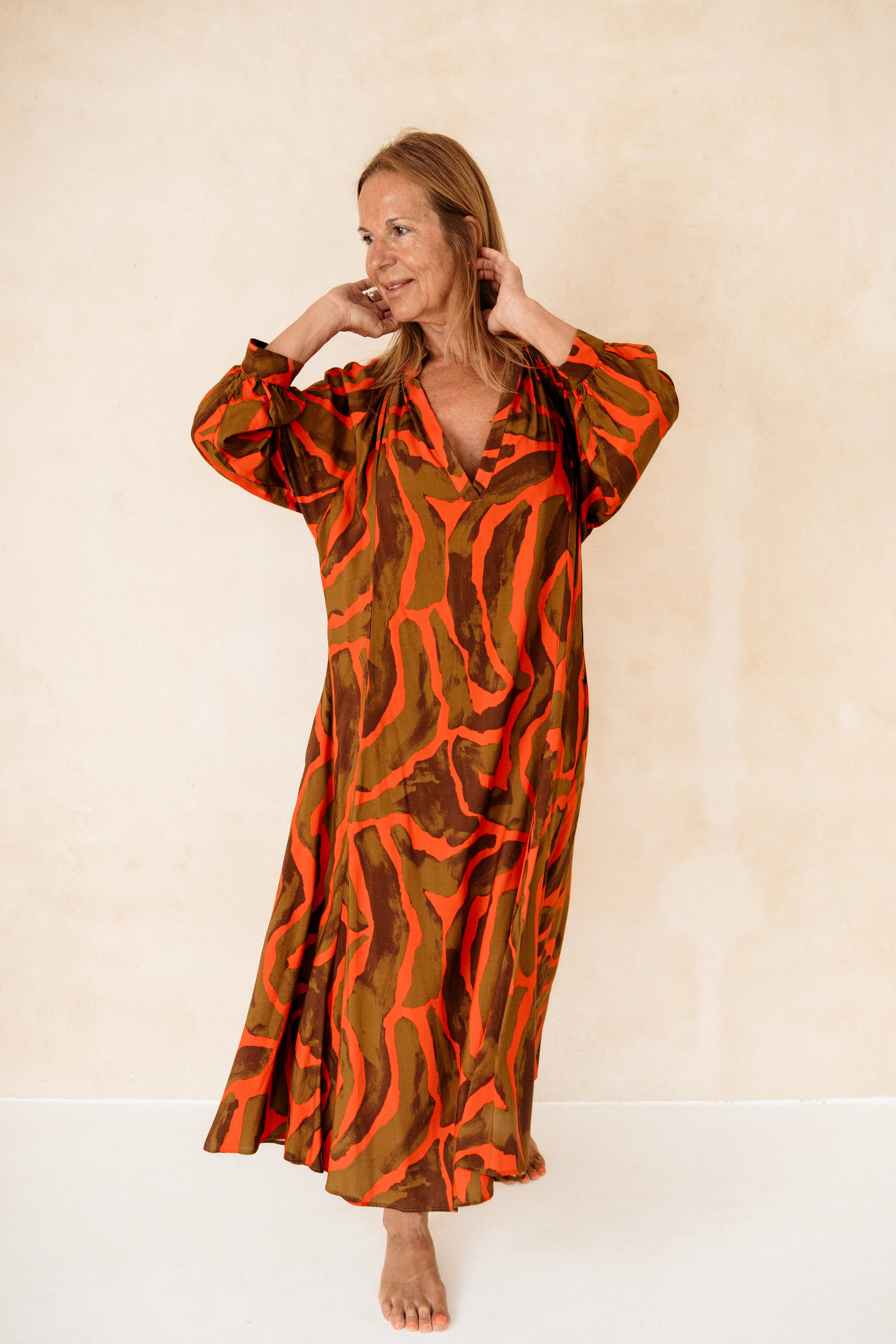 LUCIO - VESTIDO CEBRA ROJA